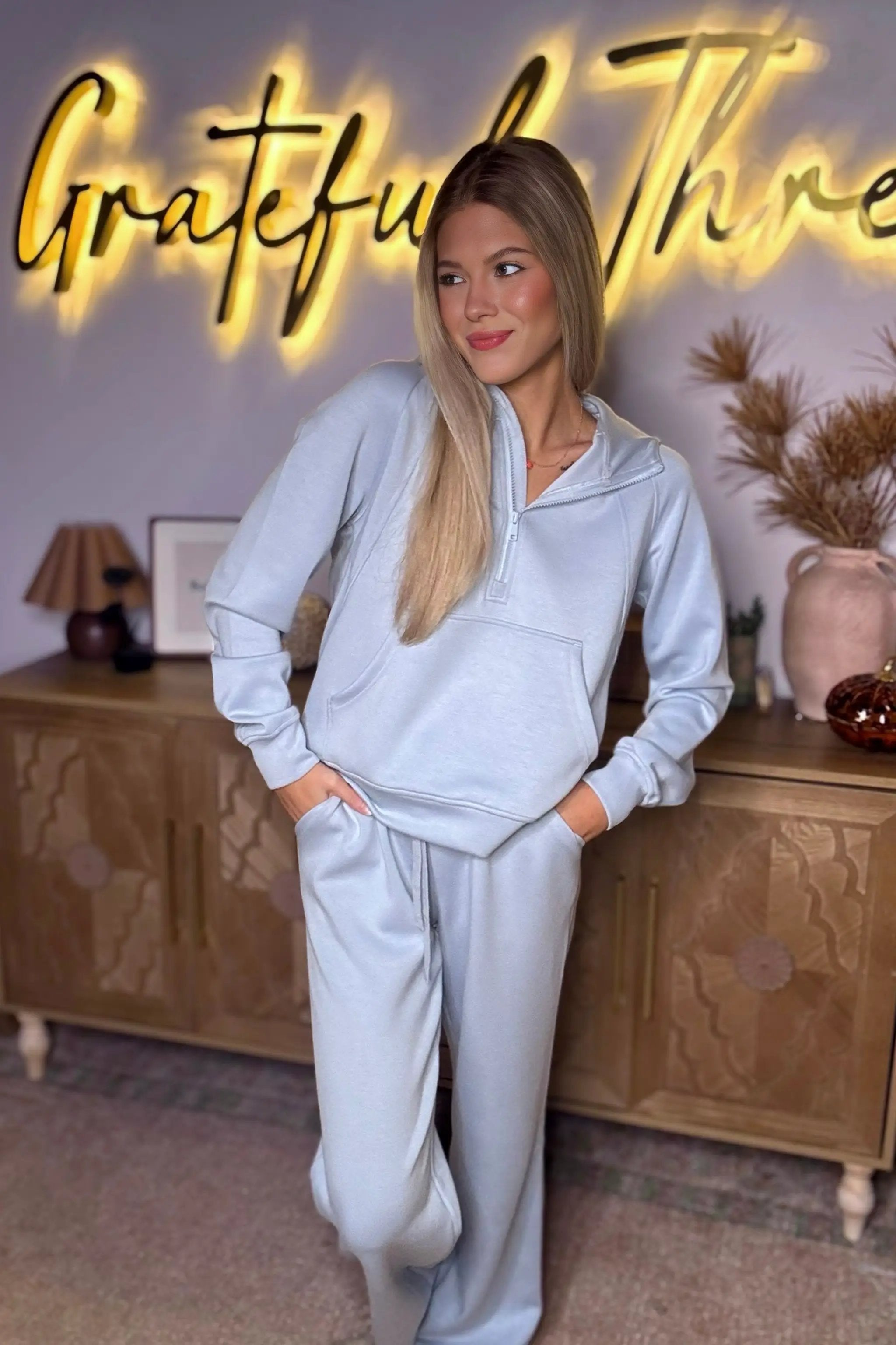 Grateful Threads Boutique Modal Luxe Half Zip Hoodie & Pants Set - Outfit Sets
