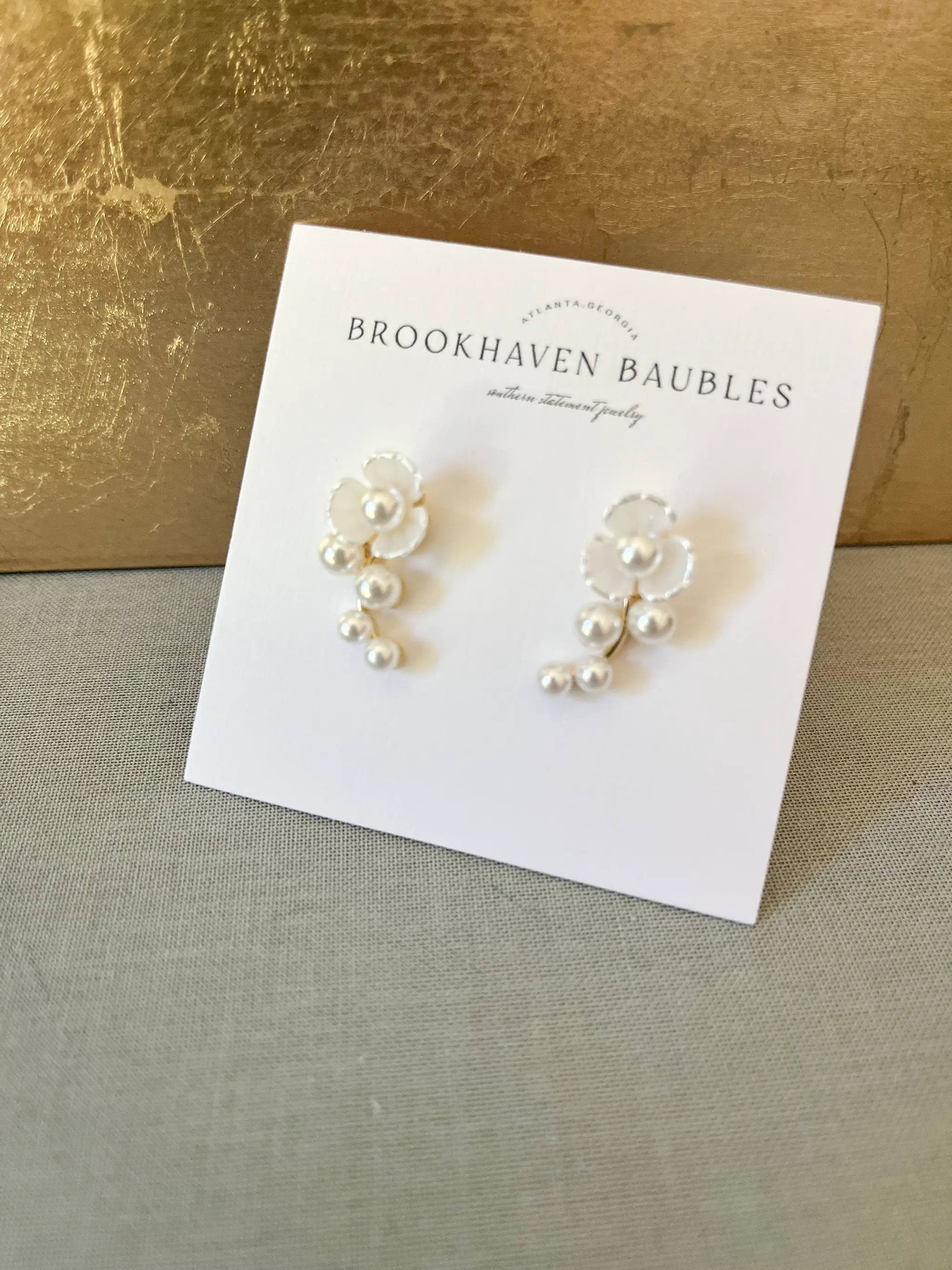 Brookhaven Baubles Dainty Pearl Floral Drop Earrings - Earrings dainty pearl drop earrings