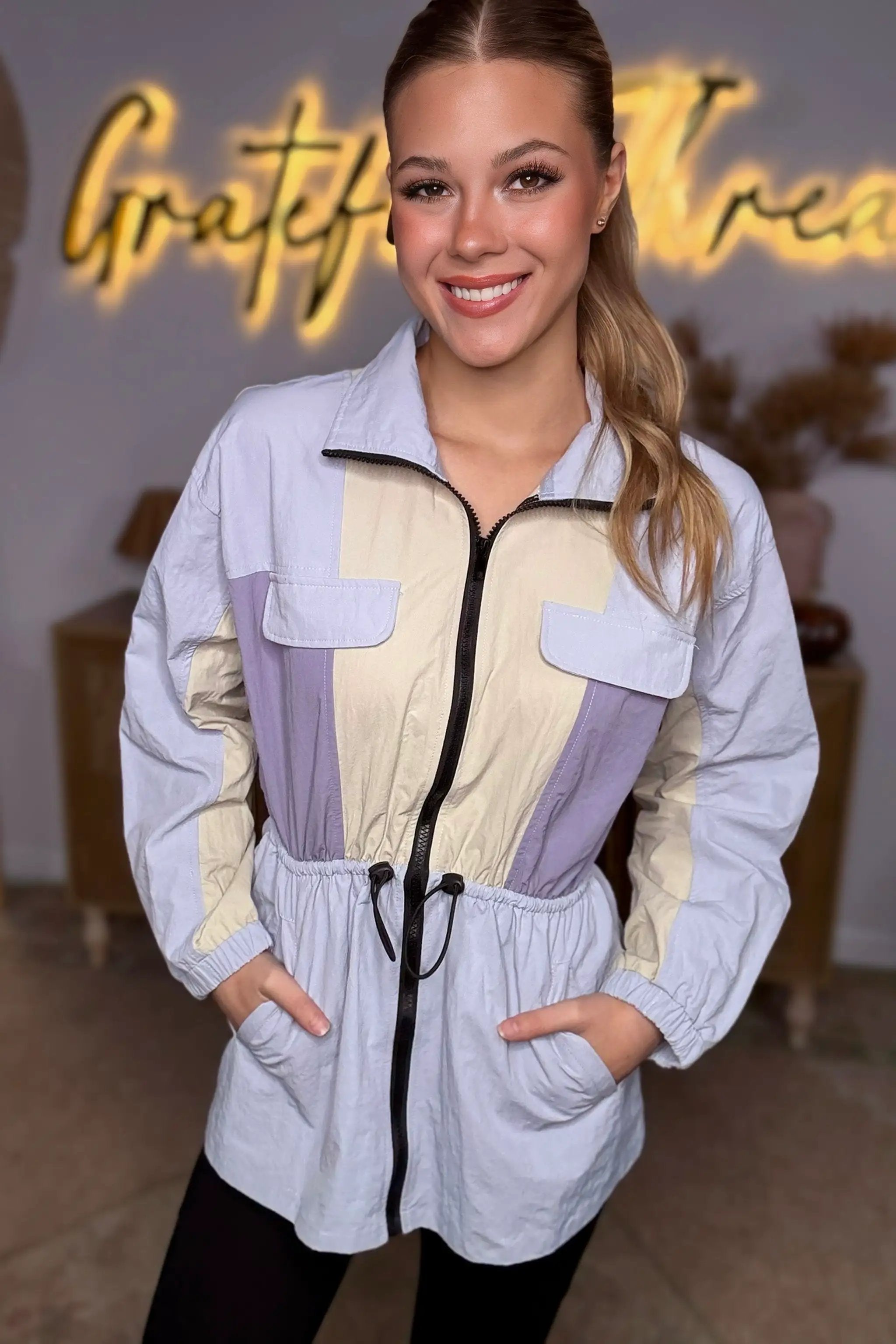 Le Lis LE LIS Lavender Breeze Color Block Windbreaker - Jackets