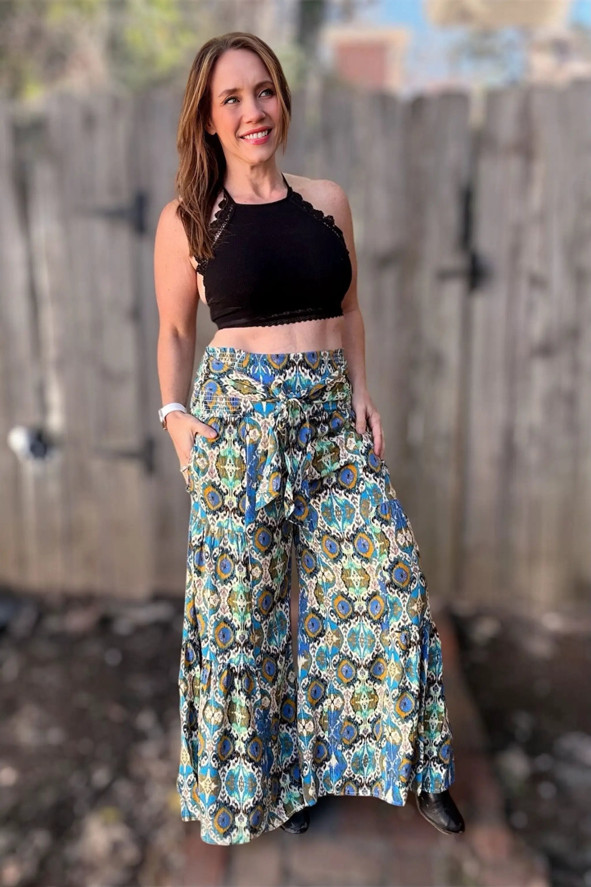 Three Bird Nest Three Bird Nest - Secret Admirer Blue Multi Printed Pants - Pants bottoms-pants