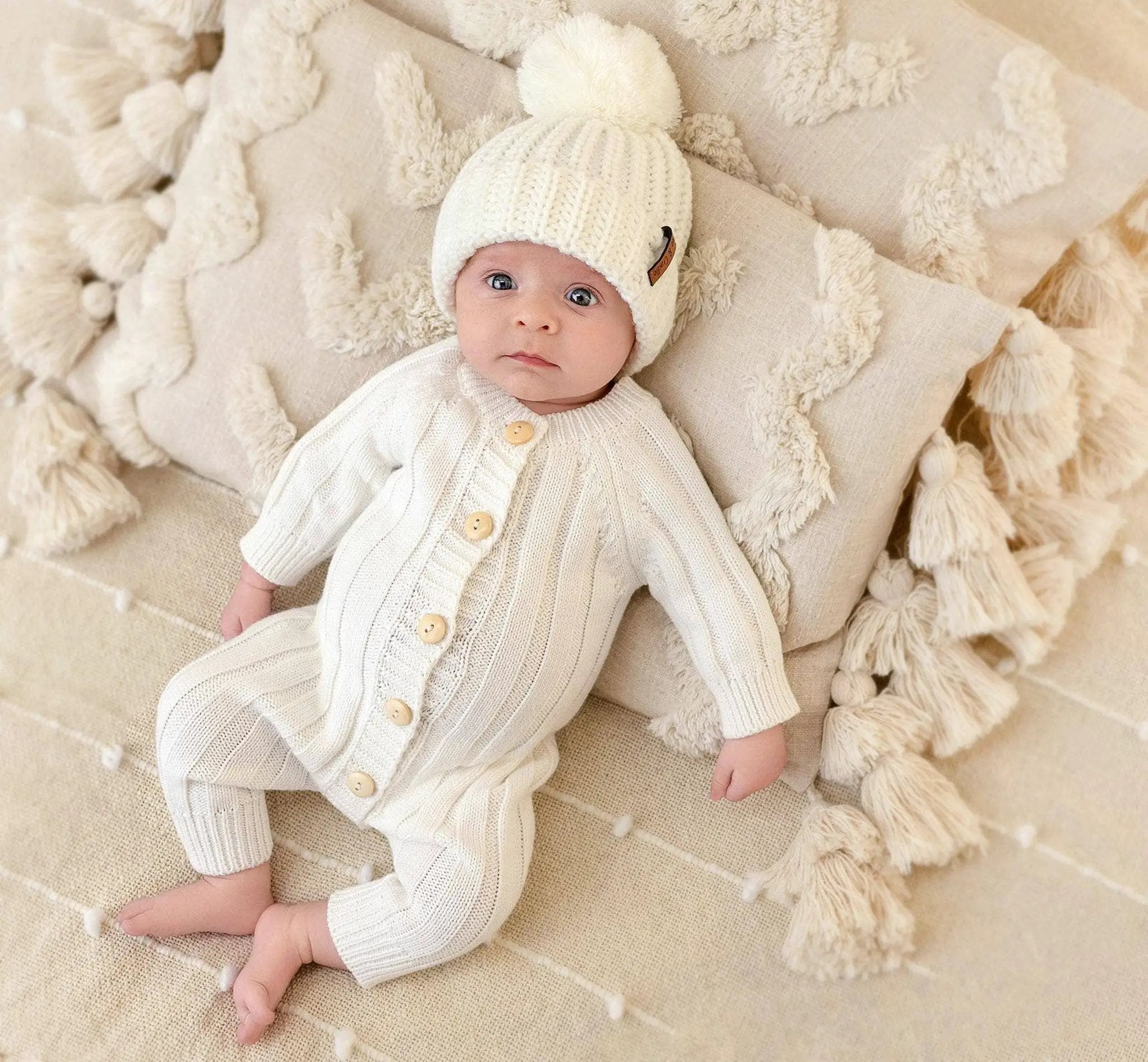 OLIVE & CRADLE The Milo Heirloom Knit Romper - Onesies