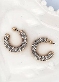 Covered in Pave Half Hoops - Gold