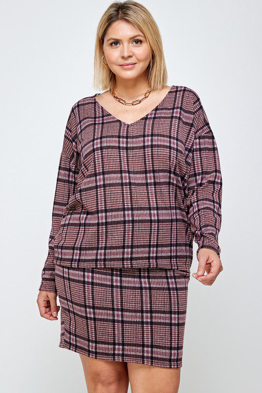 Plus size plaid sweater dress.