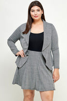 Plus size black and white plaid suit.