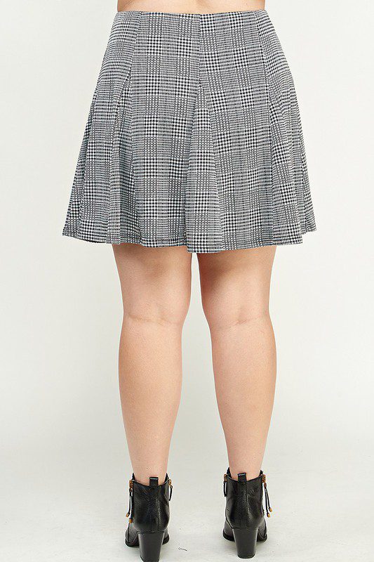 Black and white plaid skater skirt.