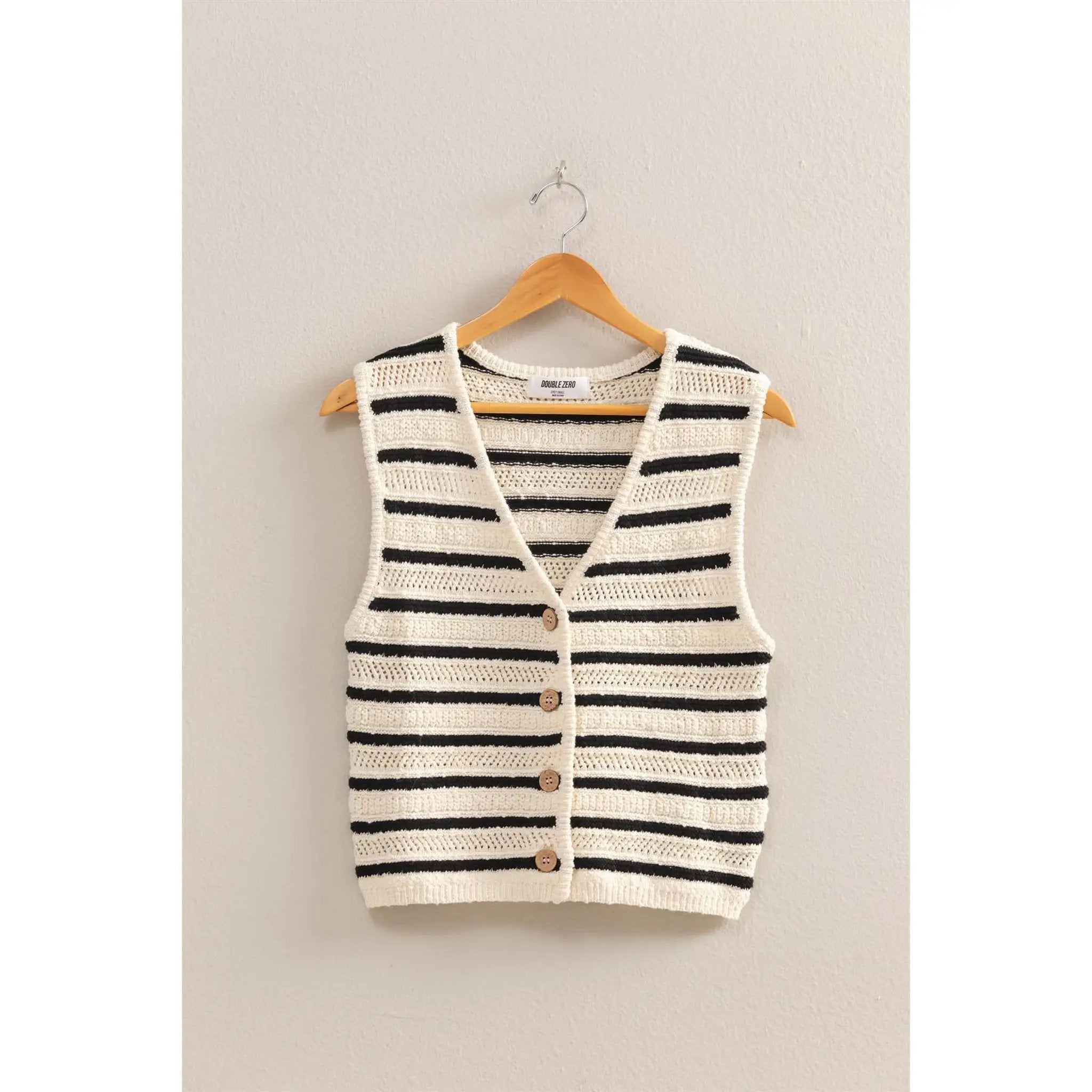HYFVE HYFVE Striped Buttoned Sleeveless Vest - Tank Tops Sleeveless vest