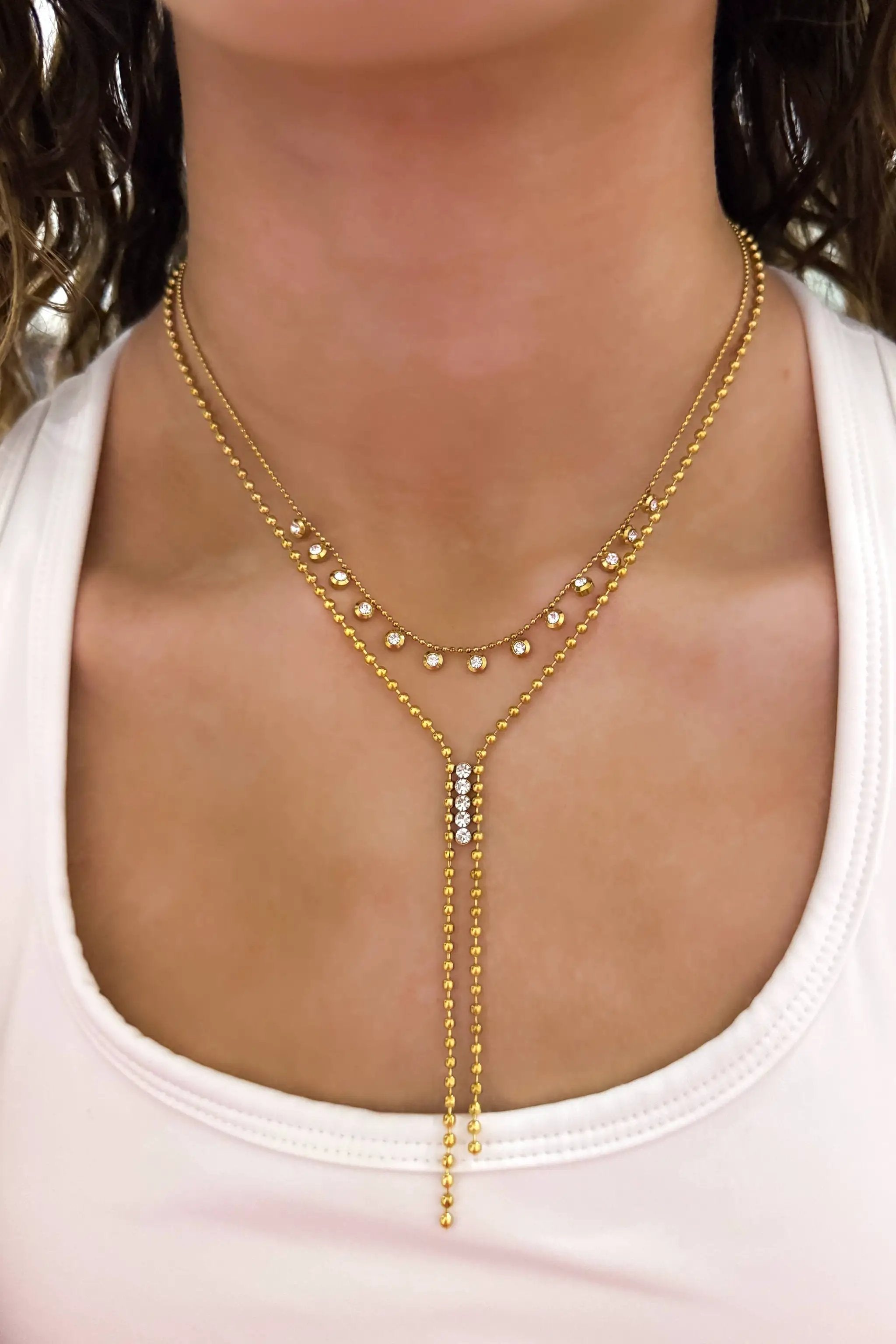 Savvy Bling The Golden Drift Lariat Necklace (Water Resistant) - Necklaces