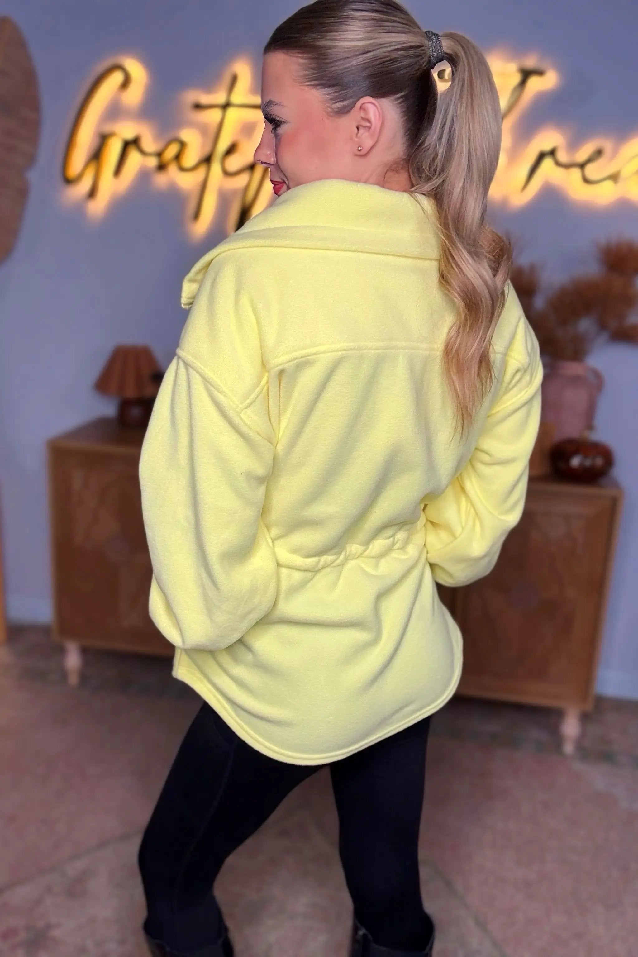 Le Lis Lemon Yellow Soft Fleece Jacket - Coats & Jackets