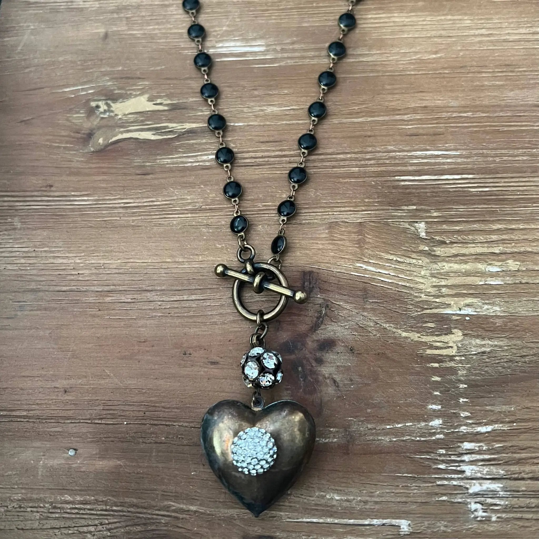 Chasing Cherubs Vintage Crystal Heart Necklace - Necklaces