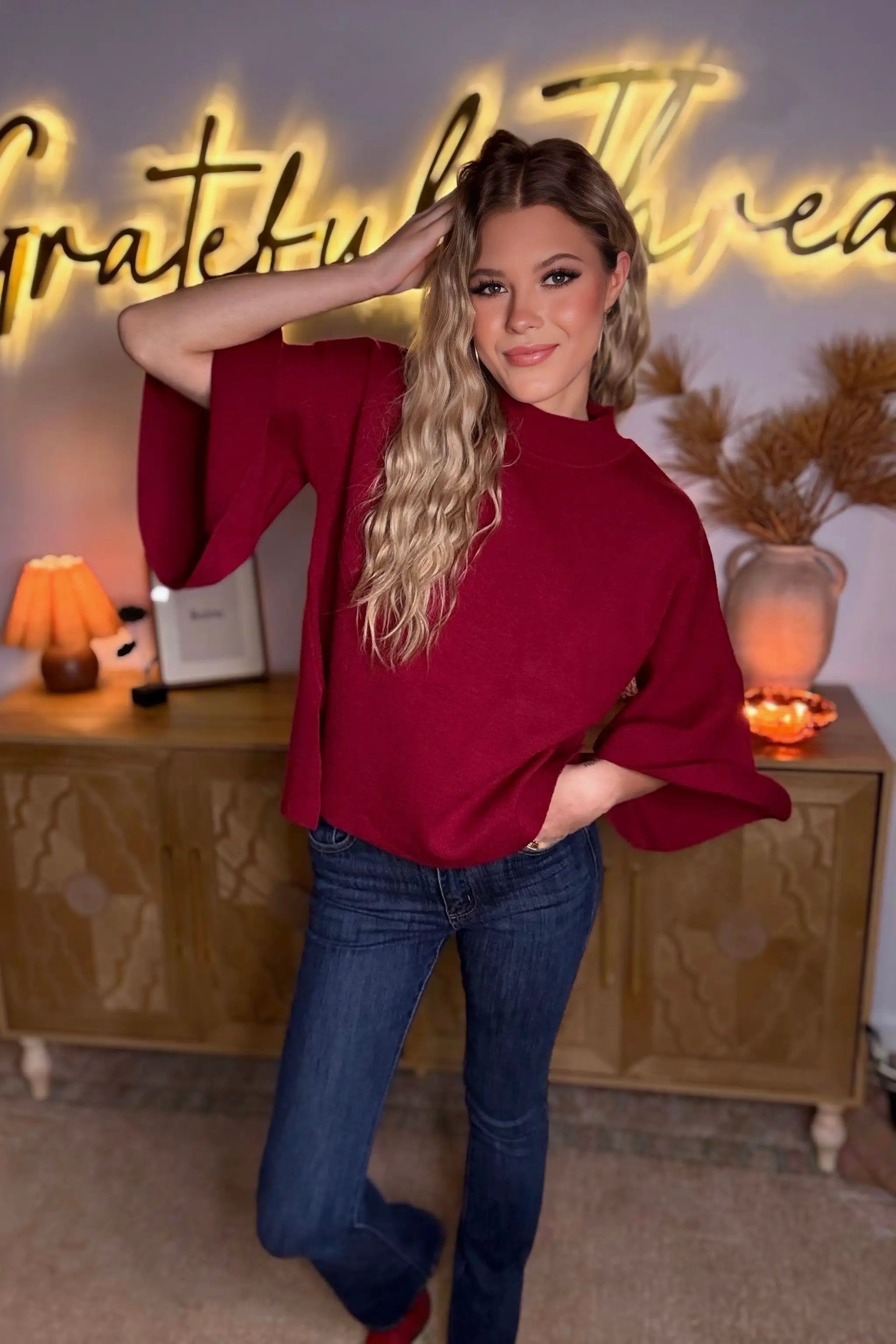 Zenana Viscose Bell Sleeve Sweater - Sweaters Viscose Bell Sleeve Sweater