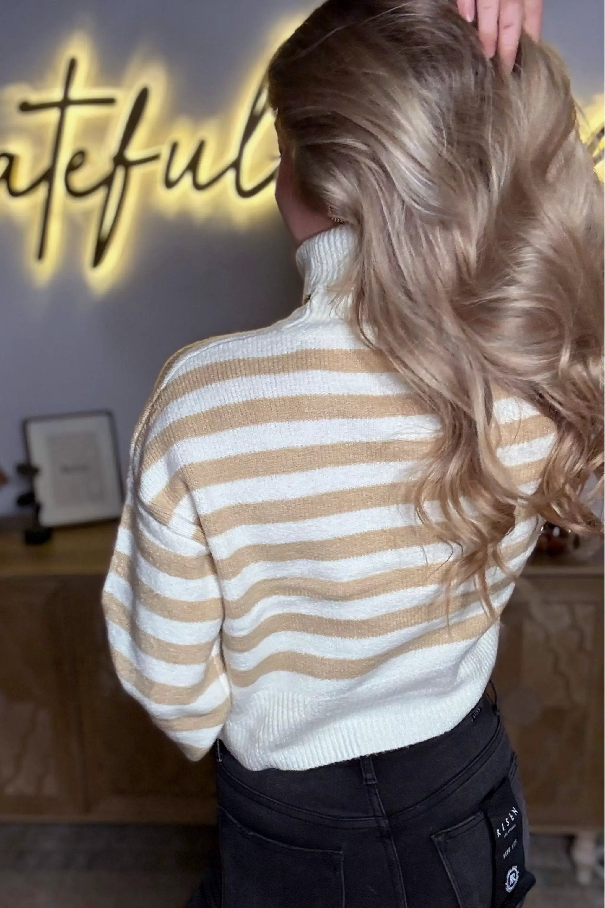 HYFVE HYFIVE Neutral Hour Striped Turtleneck Sweater - Sweaters