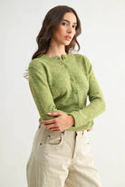 Camellia Camellia - CMW26544 ELEGANTLY CRAFTED KNIT WOOL CARDIGAN - : OLIVE / S-M-L (3-2-1) -