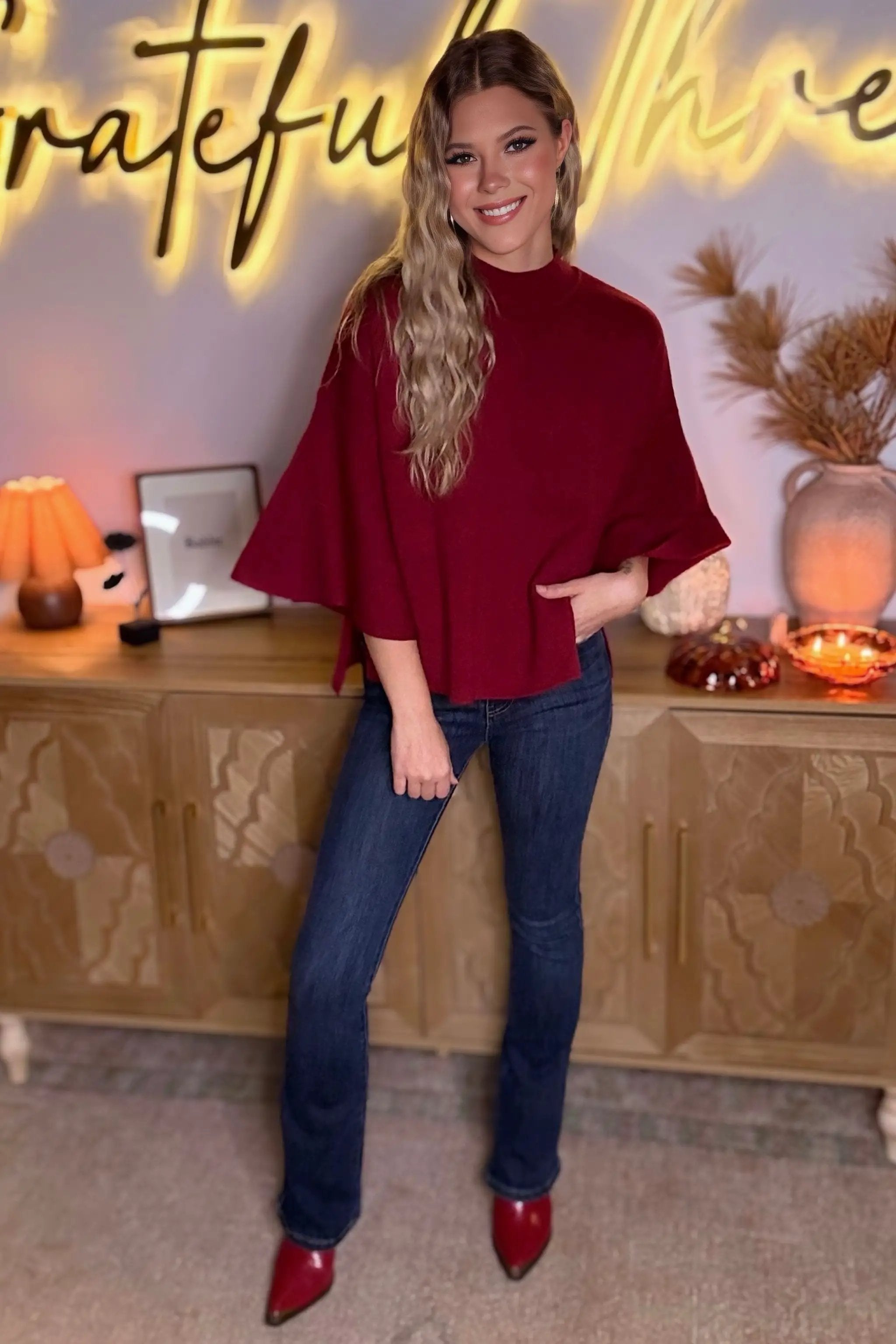 Zenana Viscose Bell Sleeve Sweater - Sweaters Viscose Bell Sleeve Sweater