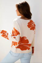 Grateful Threads Boutique Bold Flower Pattern Sweater - Sweaters Beige Bold Flower Pattern Southern Girl Baggy Sweater