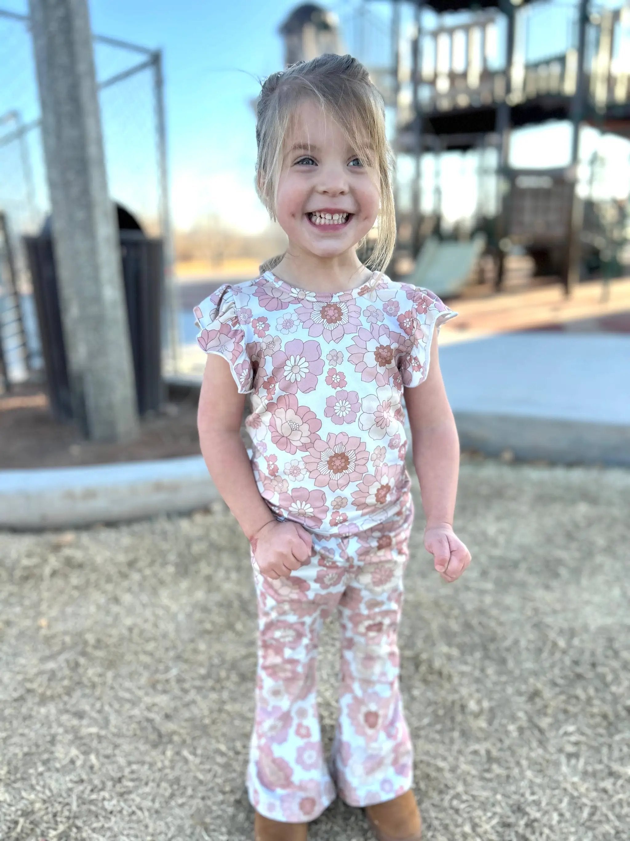 Celebrate Your Tribe Retro Flower Flares Bell Bottom Pants - Trousers