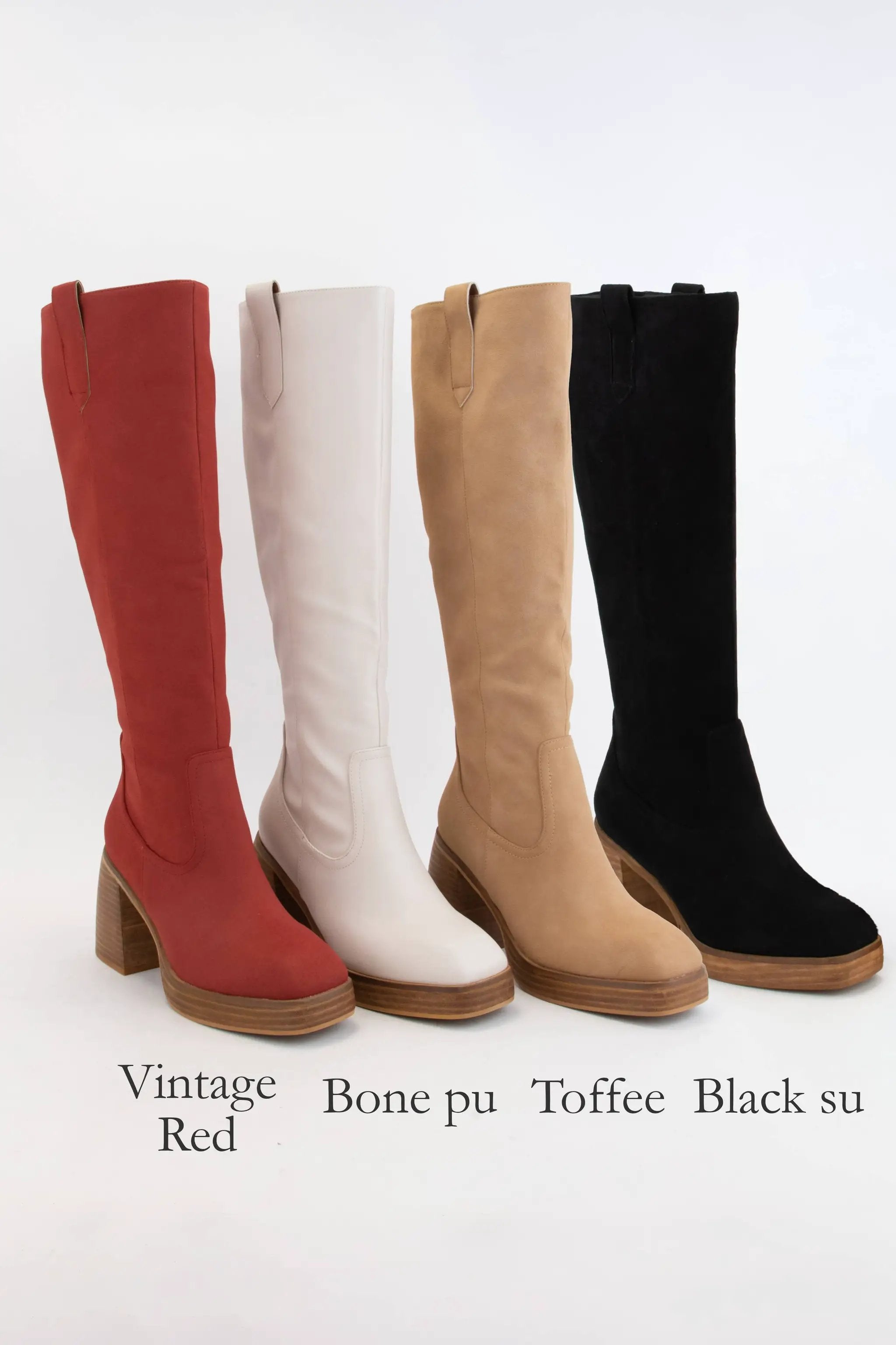 CCOCCI The Retro Rise Slim Fit Tall Platform Boots in Bone - Boots Tall Boots