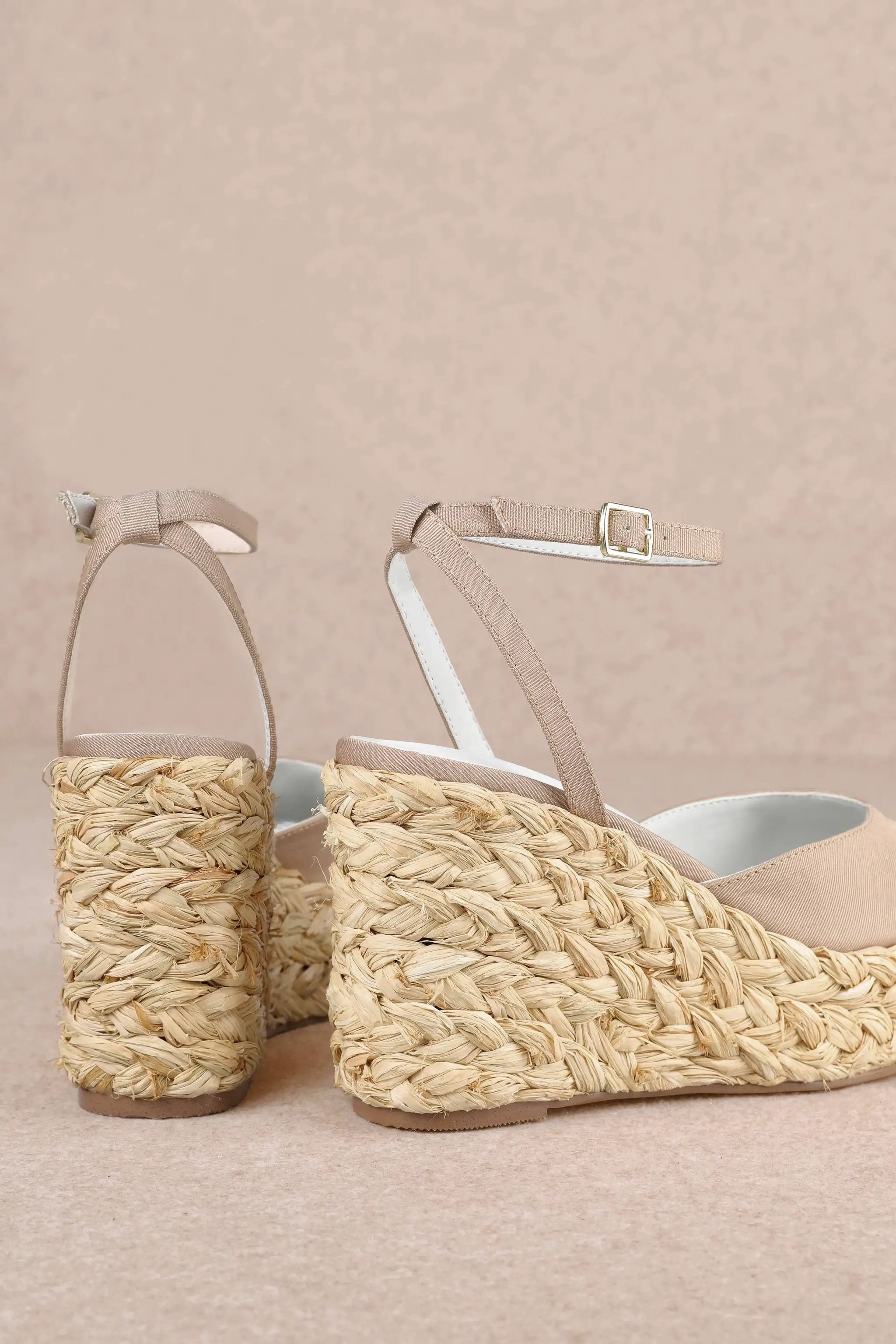 MiiM The AZURA Espadrille Wedge Sandals: Apricot - Sandals