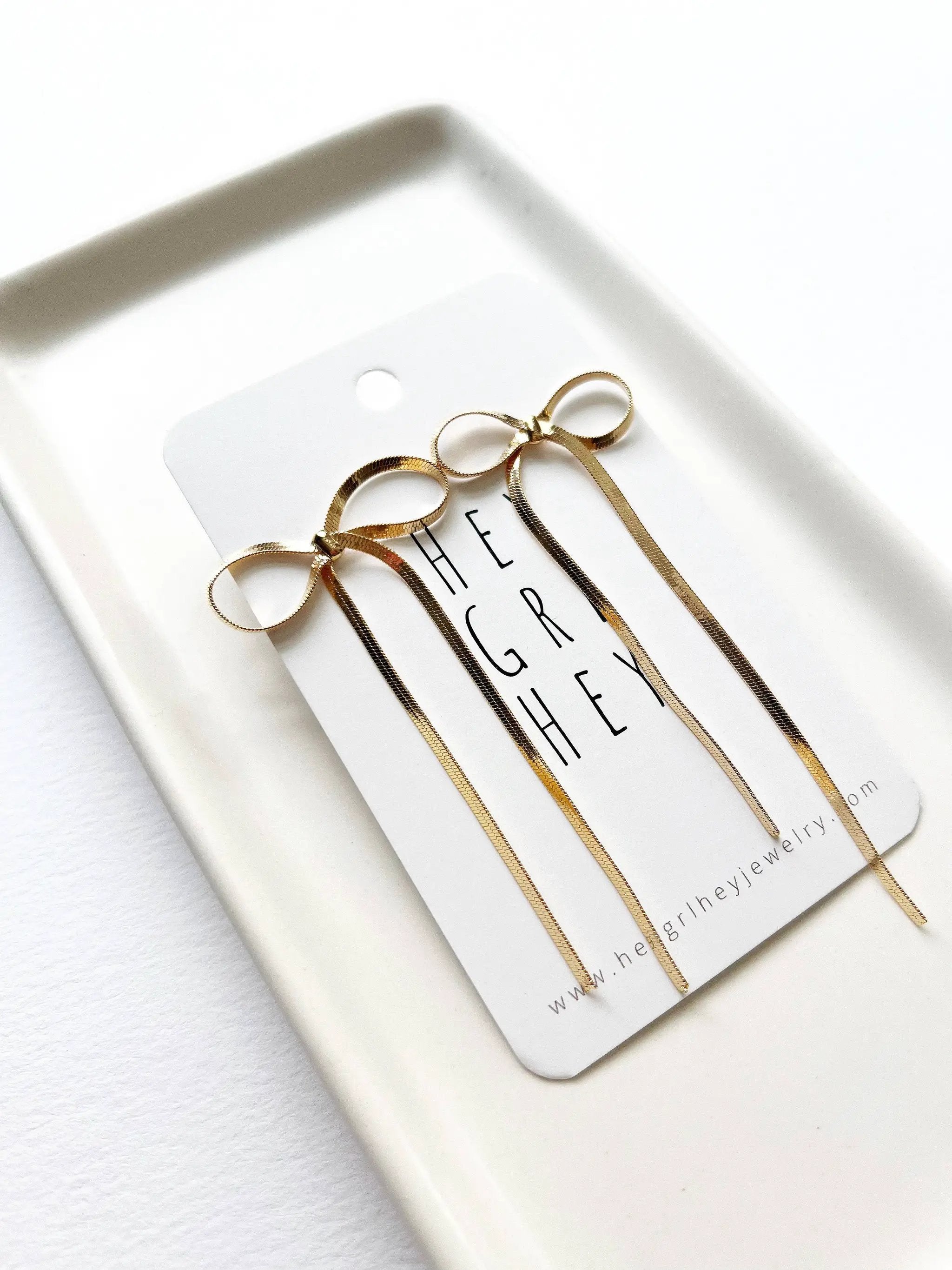 Hey Grl Hey Jewelry The Bexley Bow Earrings in Gold - Earrings
