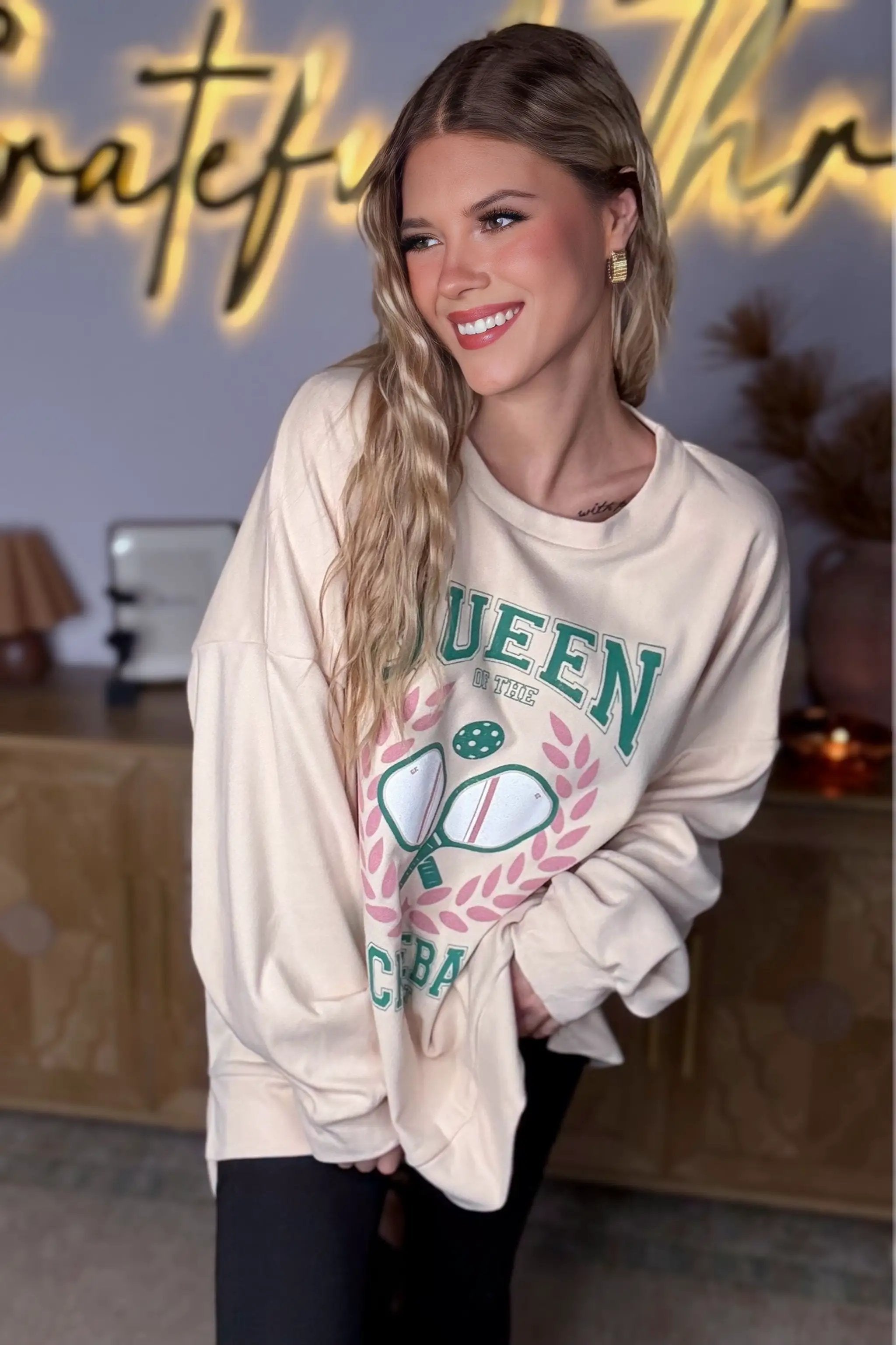 Grace & Emma Pickleball Queen Comfy Sweatshirt - Sweatshirts