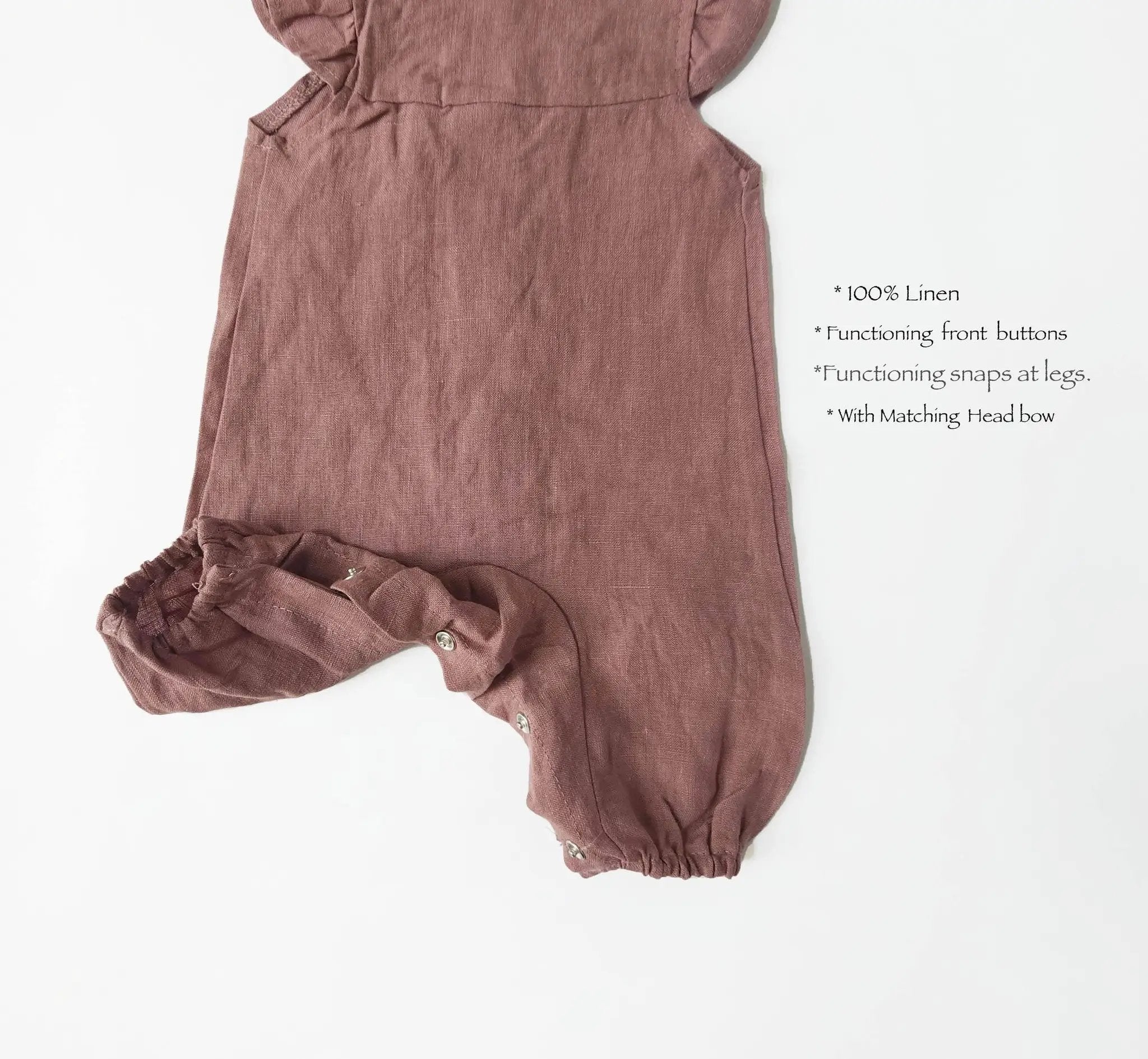 OLIVE & CRADLE The Sweet Peony Linen Romper - Onesies
