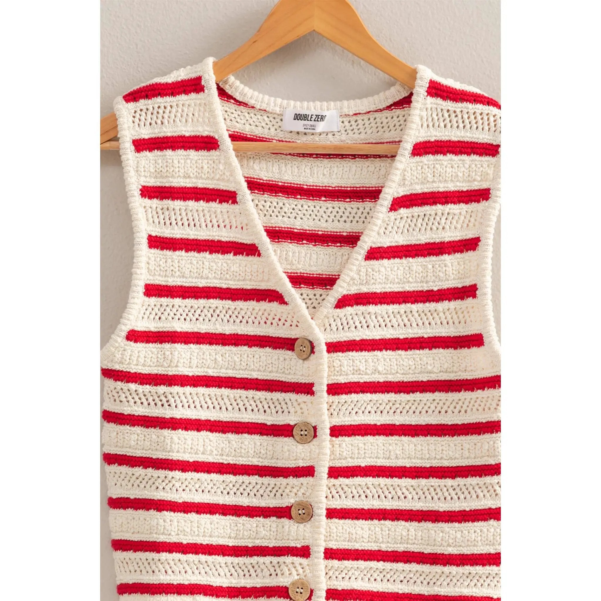 HYFVE HYFVE Striped Buttoned Sleeveless Vest - Tank Tops Sleeveless vest