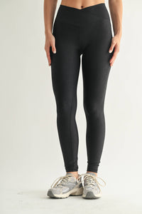 Mono B - Leather Look Crossover Leggings