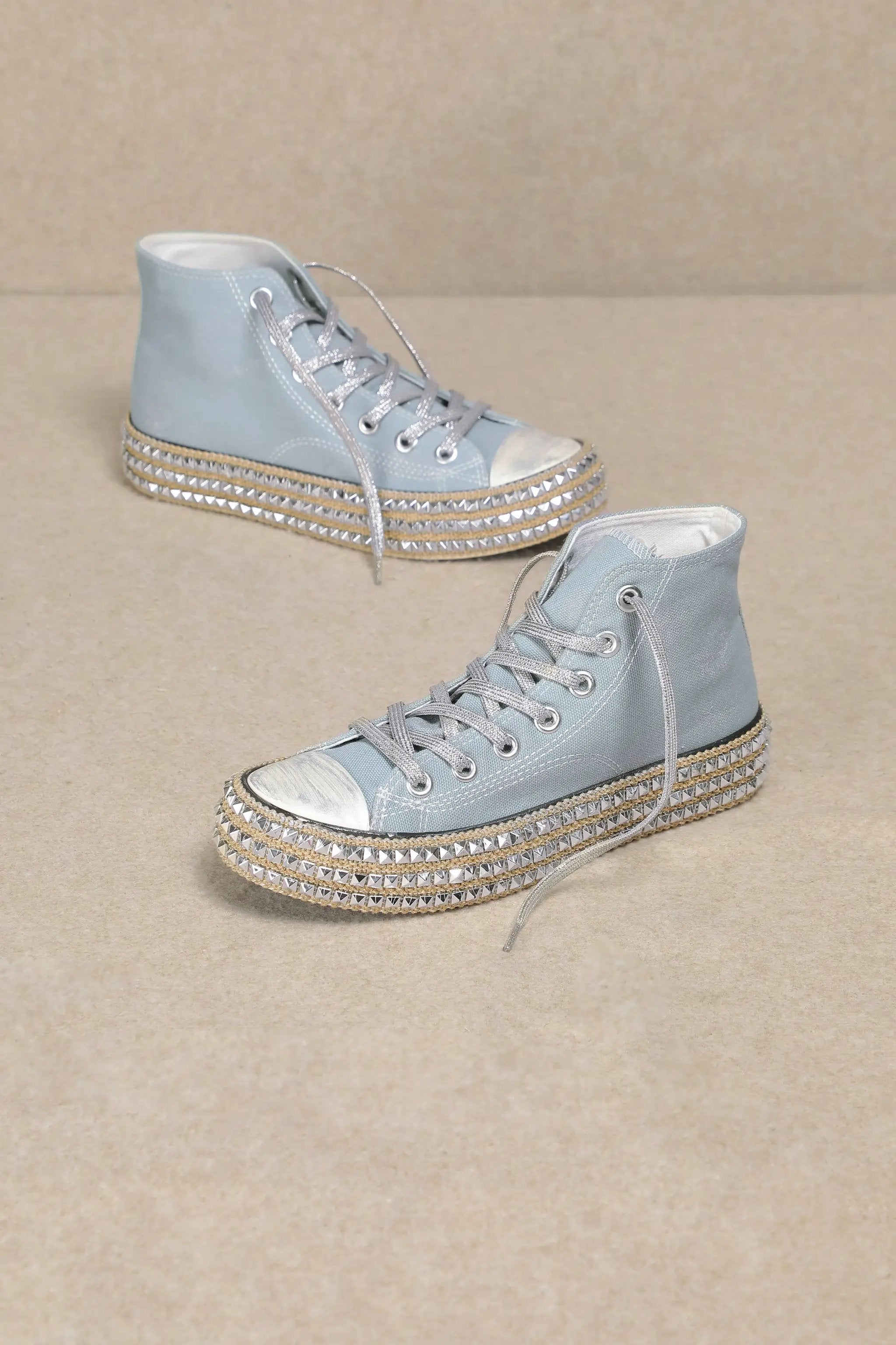 MiiM The CHANTEL High Top Bling Sole Sneakers: Light Blue - Sneakers