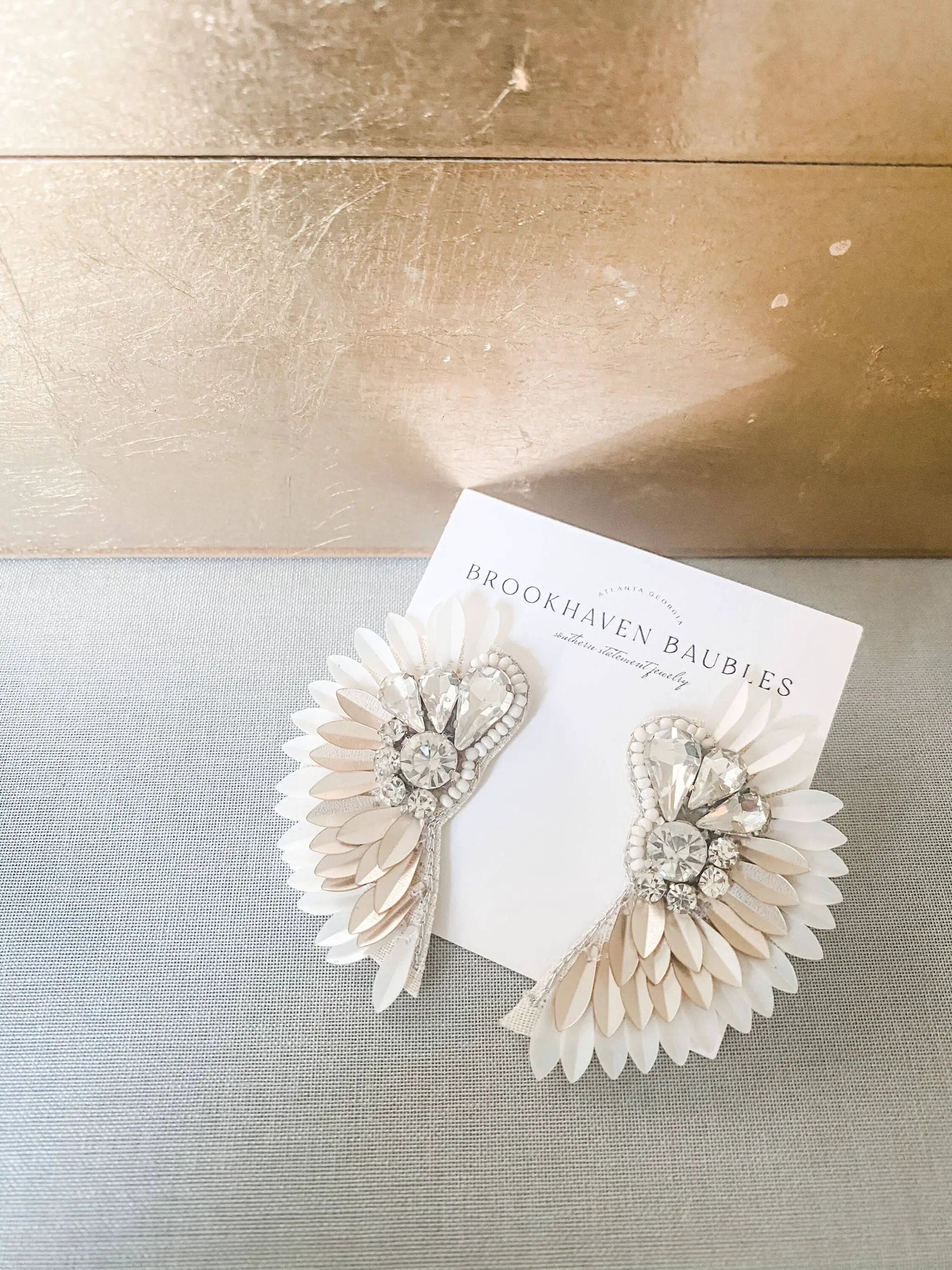 Brookhaven Baubles Ivory Gold Ombré Beaded Crystal Winged Statement Earrings - Earrings