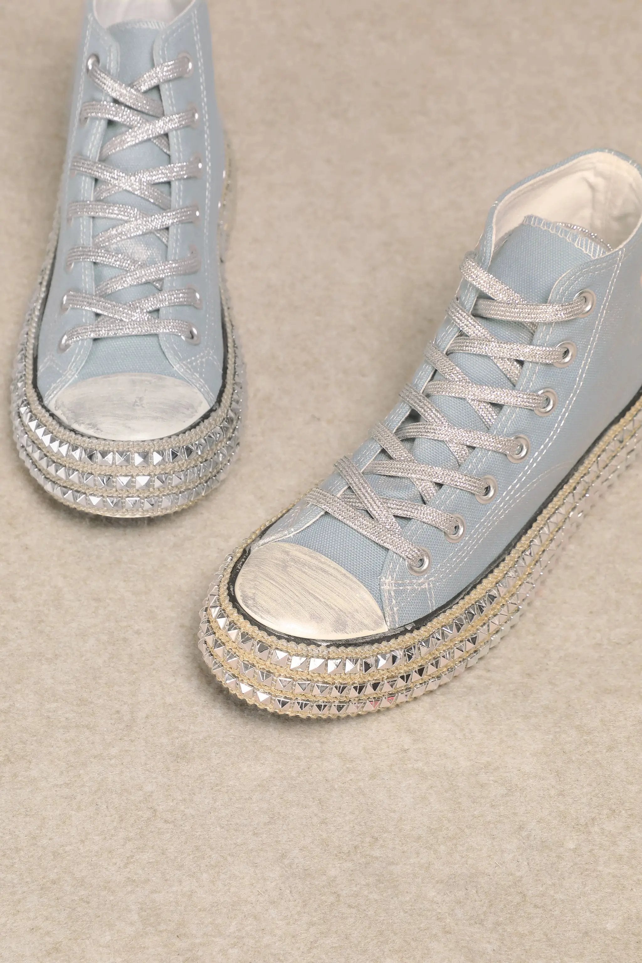 MiiM The CHANTEL High Top Bling Sole Sneakers: Light Blue - Sneakers