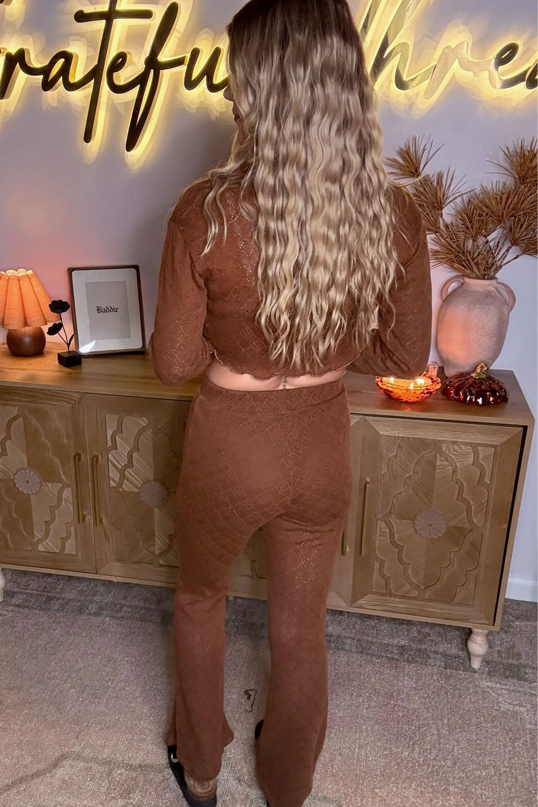 Le Lis Cocoa Comfort Knit Set - Outfit Sets Brown knit pants set