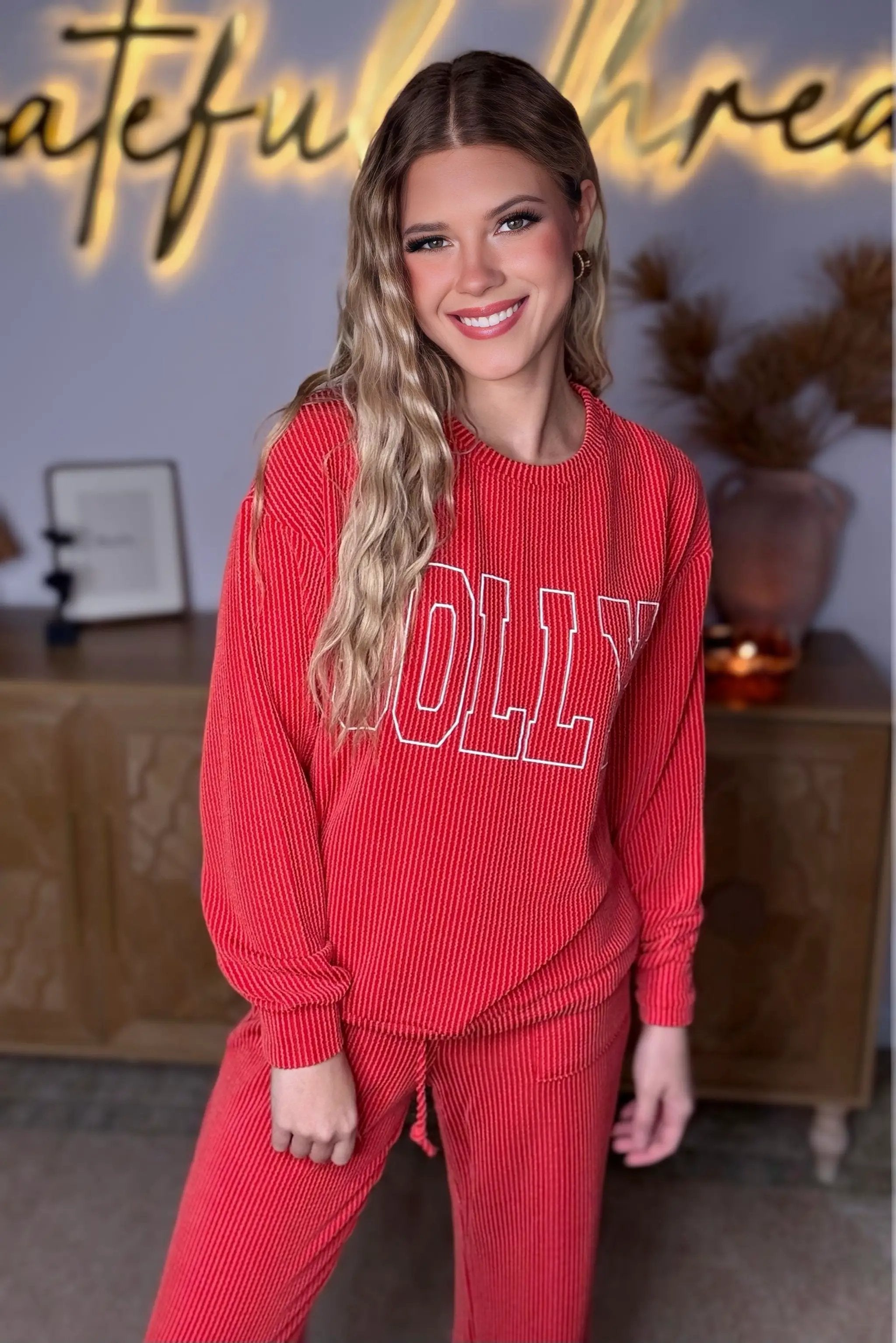 Grateful Threads Boutique Feelin’ Jolly Corded Lounge Set - Outfit Sets
