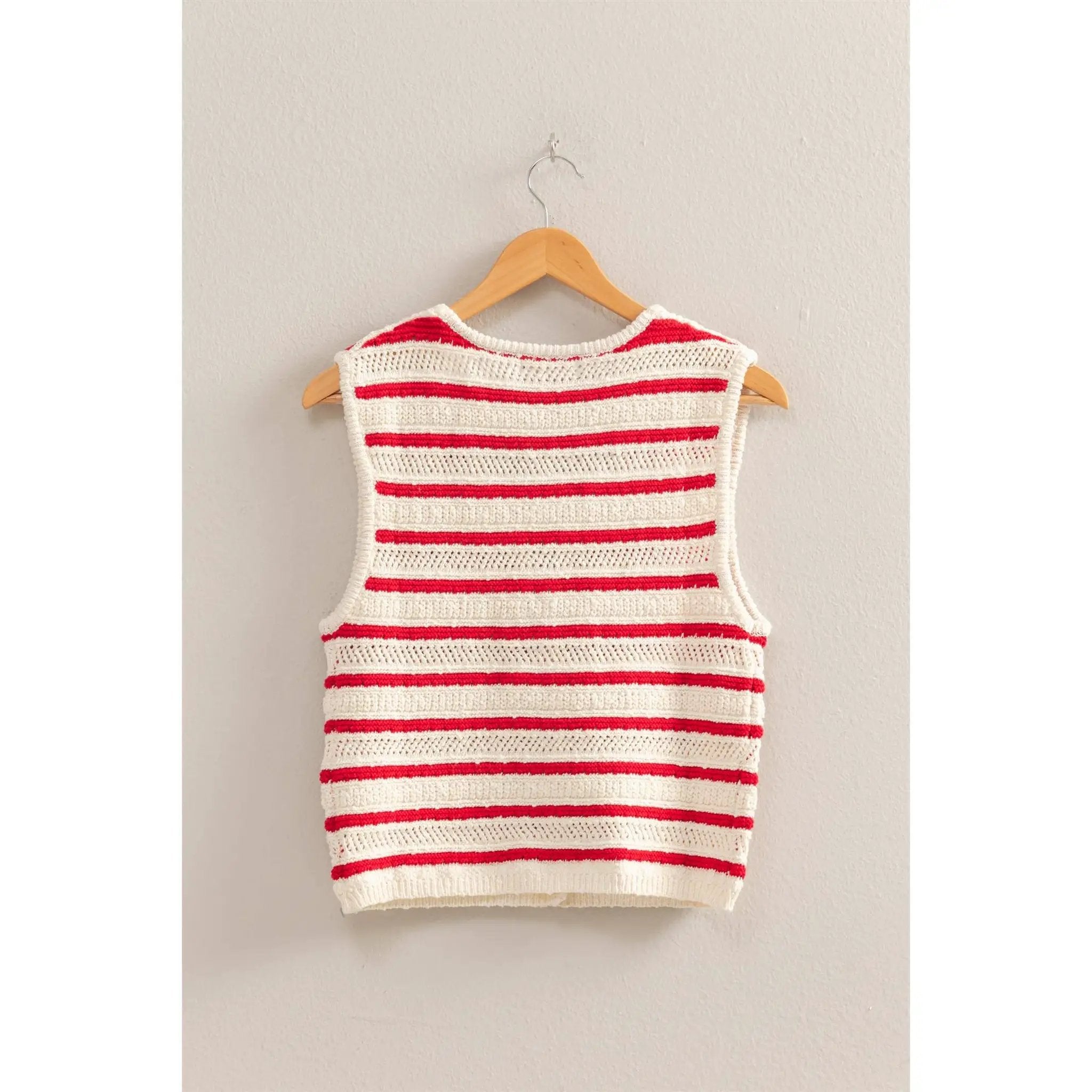 HYFVE HYFVE Striped Buttoned Sleeveless Vest - Tank Tops Sleeveless vest