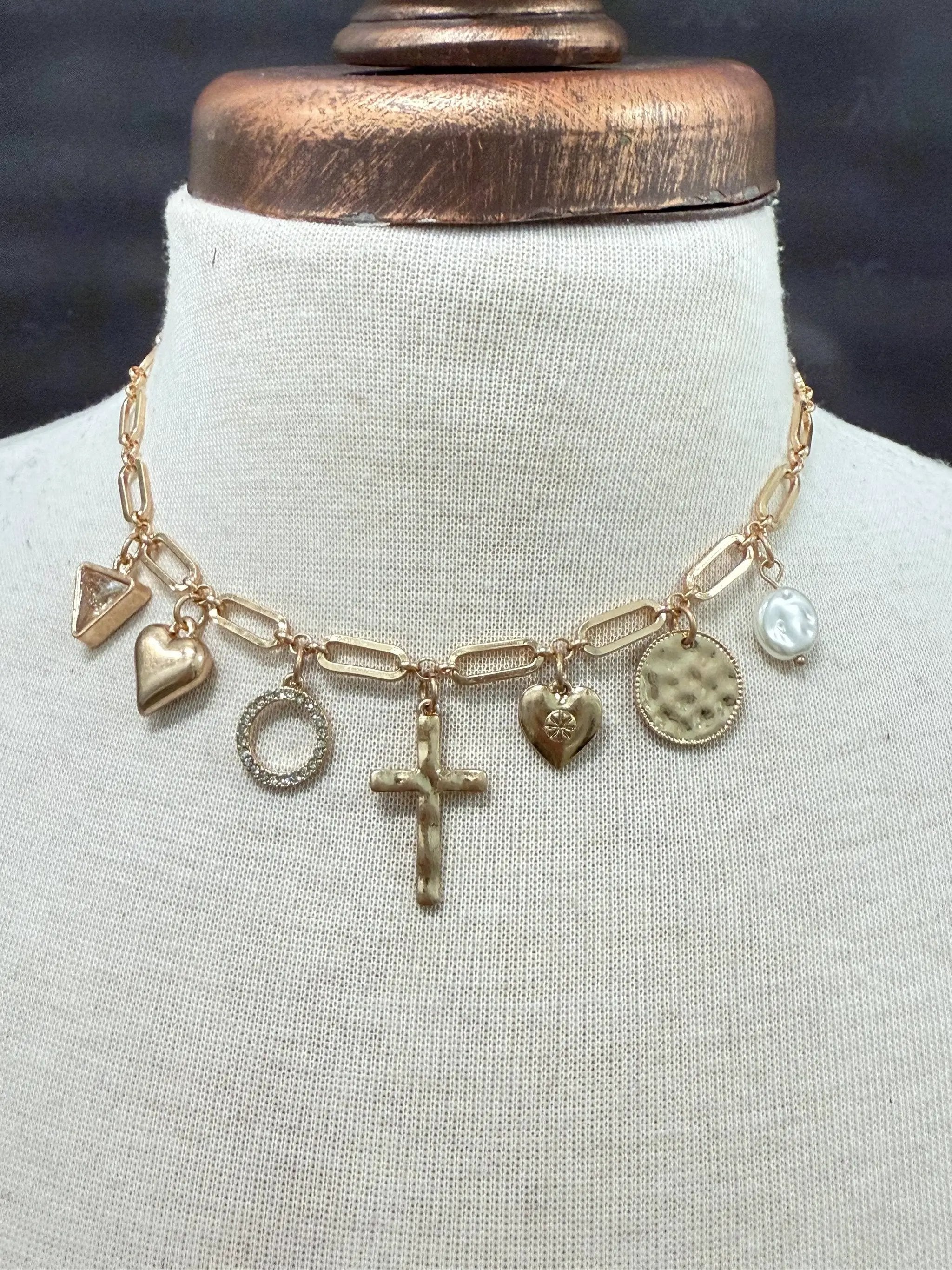 Nette Road Wholesale Sunday's Best Gold Charm Necklace - Necklaces