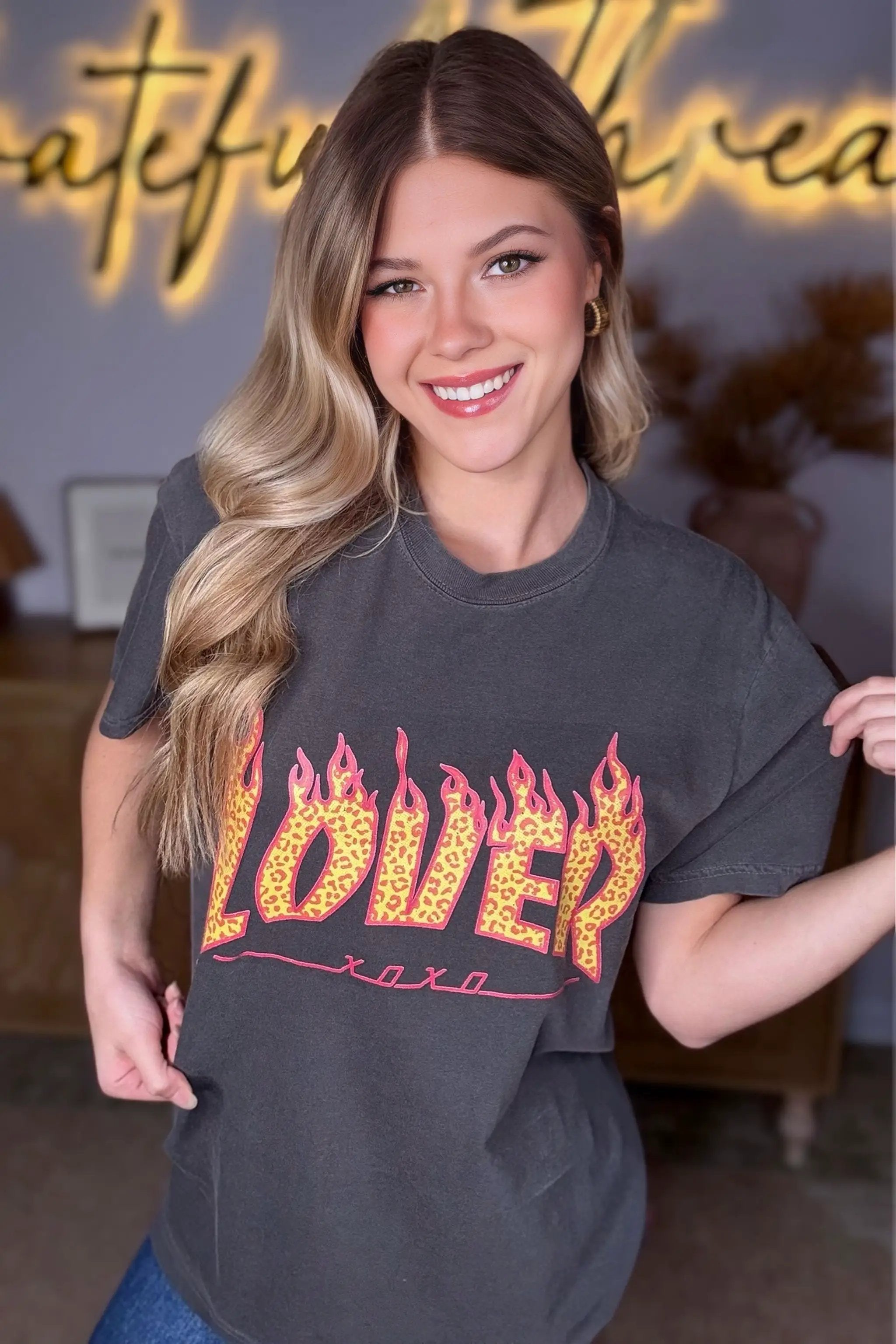 Grateful Threads Boutique Heart on Fire Lover Comfort Color Tee - T-Shirts
