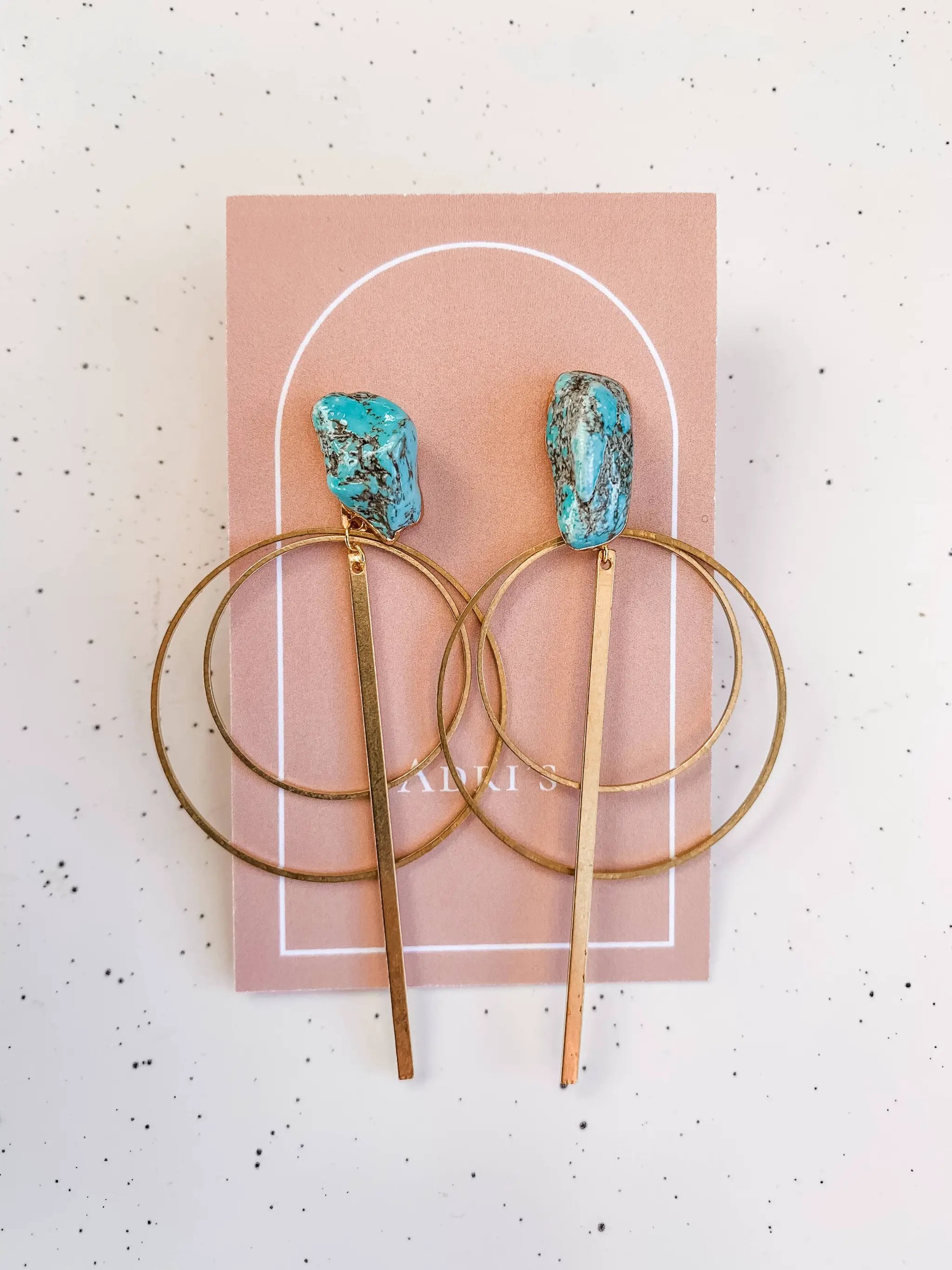 Adri’s The Turquoise Crescent Moon + Bar Statement Earrings - Earrings