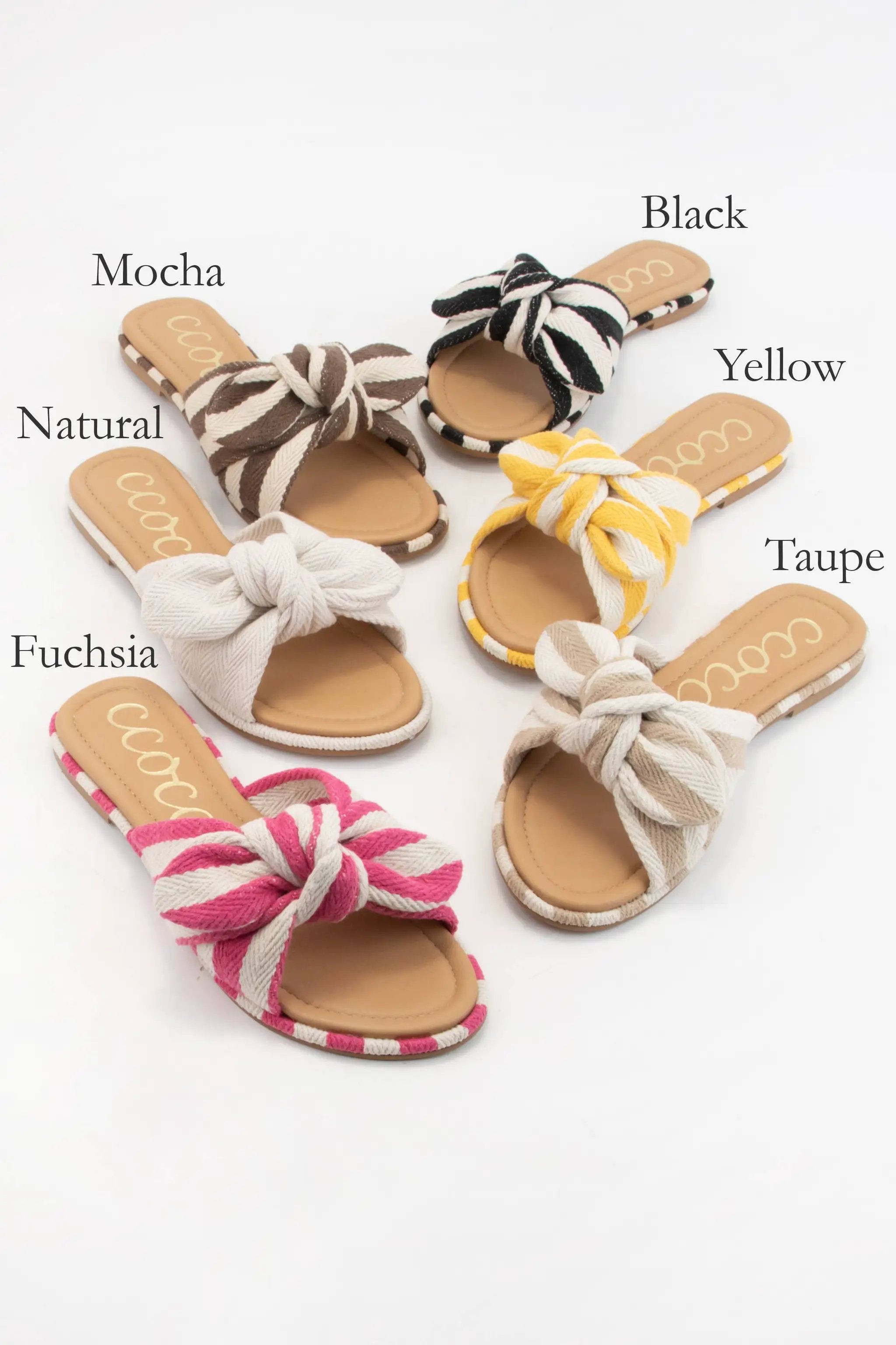 CCOCCI The Rachel Knotted Bow Slide Sandals: Black Stripe - Sandals