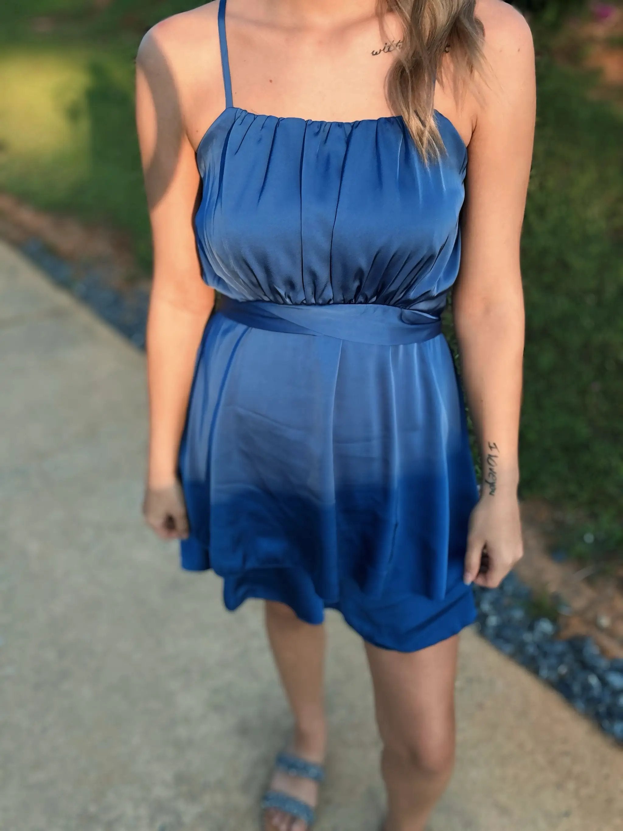 Supreme Fashion Draped in Dreams Romper - One-Pieces Draped in Dreams Romper - Blue