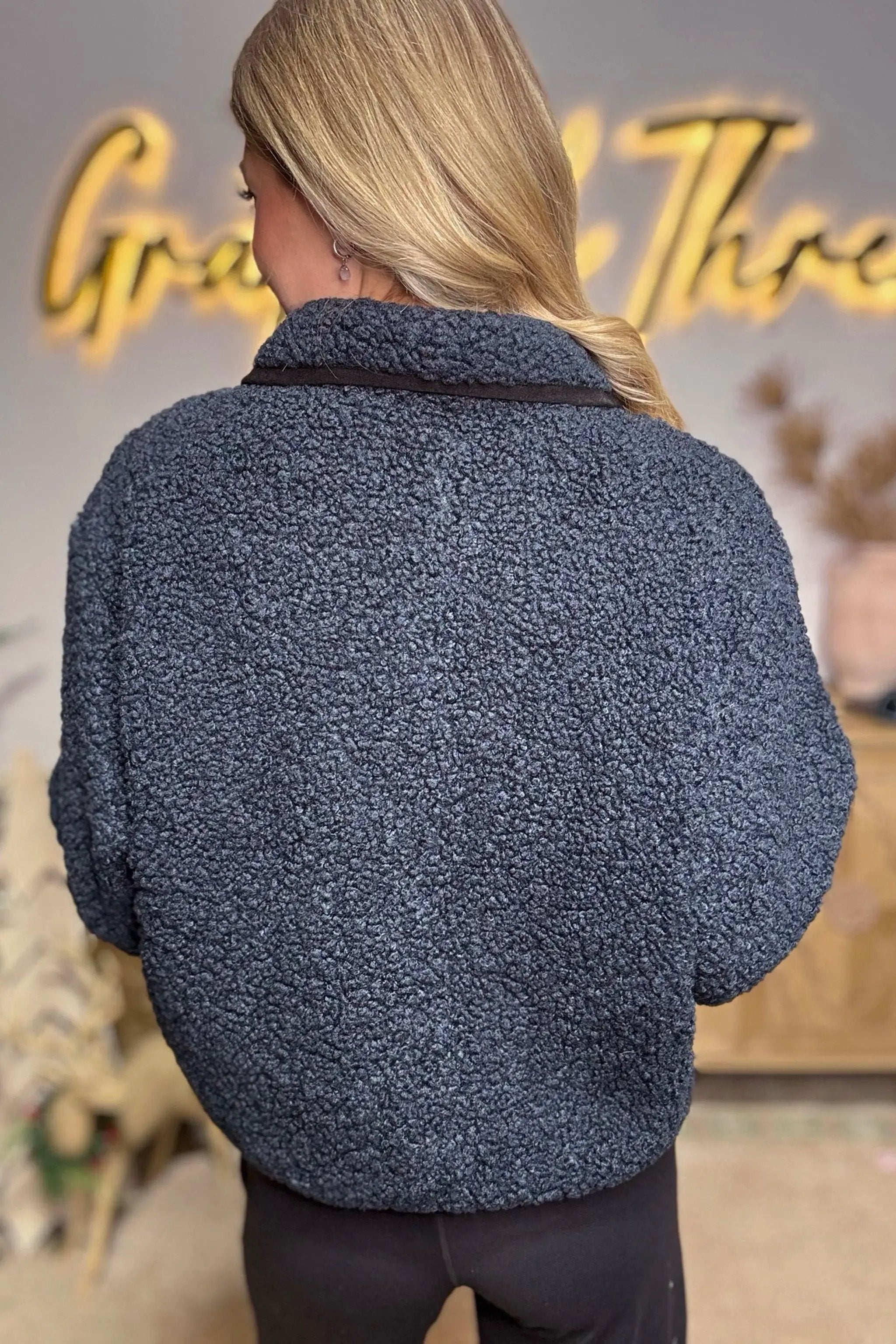 Le Lis Navy Snuggle Sherpa Jacket - Coats & Jackets