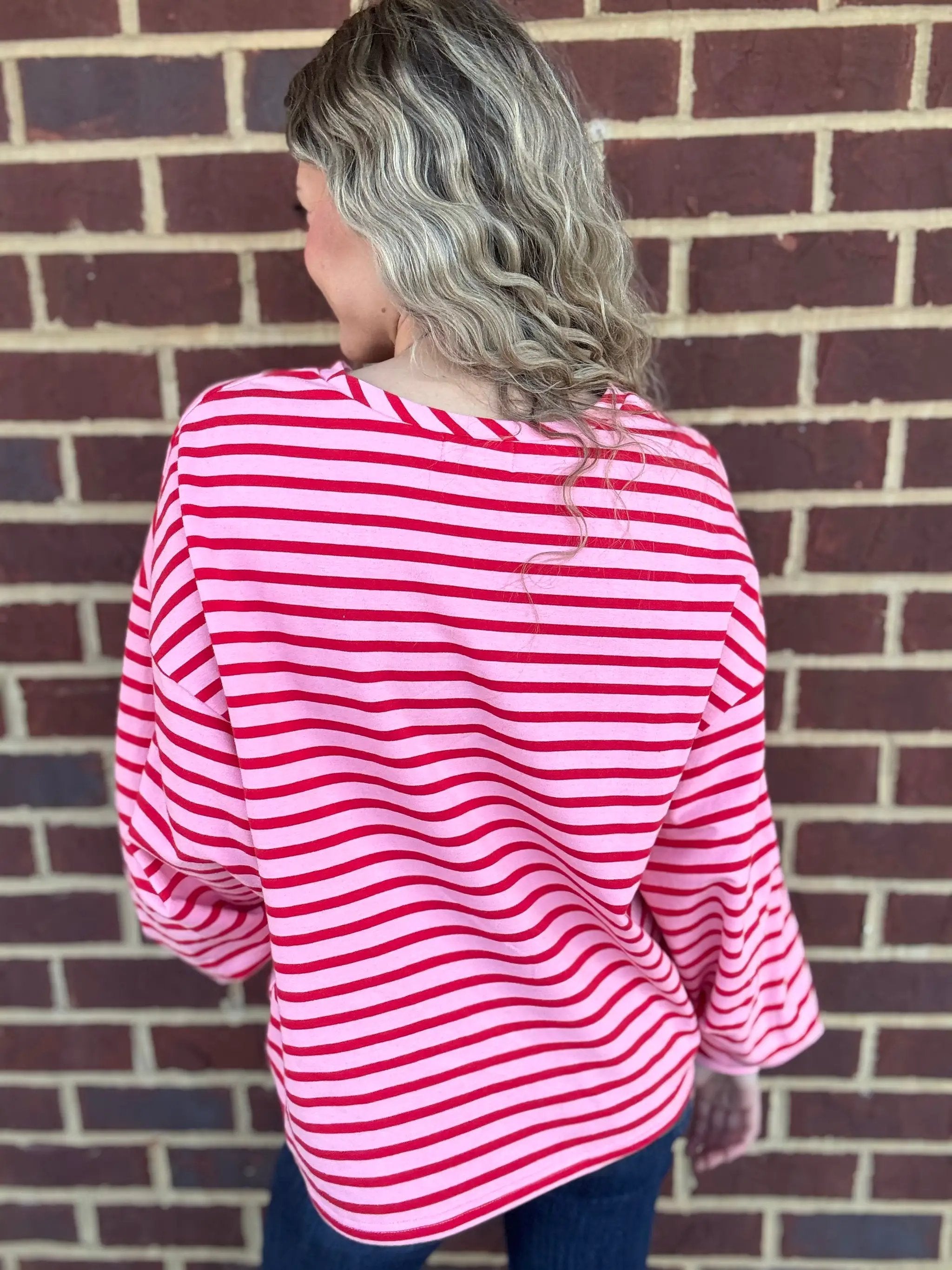 Grateful Threads Boutique Pink Lemonade Ballon Sleeve Pullover - Sweatshirts