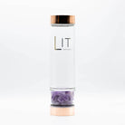 LIT From Within LIT From Within - Rose Gold Crystal Infused Glass Water Bottle - Amethyst -
