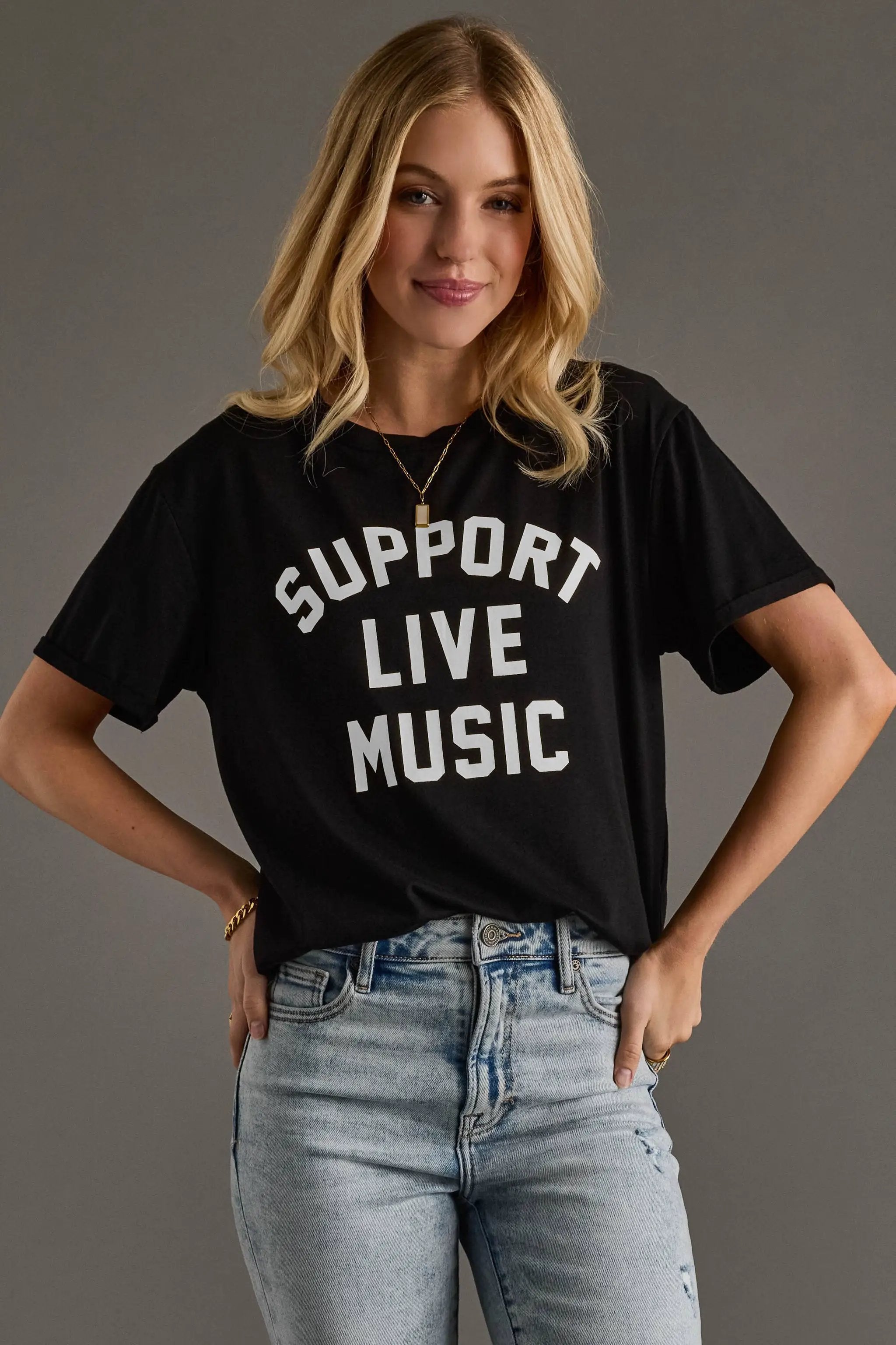 Panache Apparel Co. The Support Live Music Tee: Black - T-Shirts