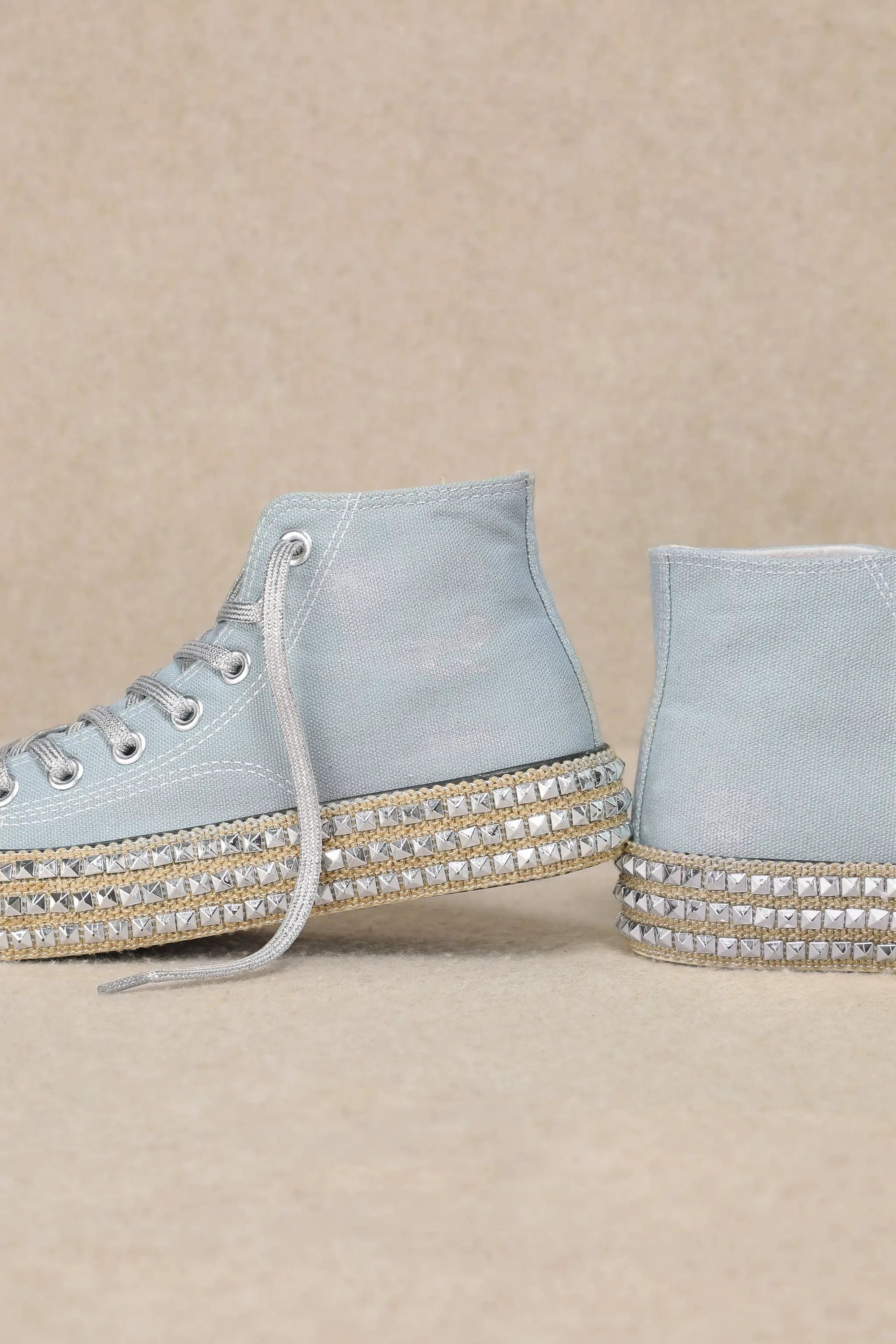 MiiM The CHANTEL High Top Bling Sole Sneakers: Light Blue - Sneakers