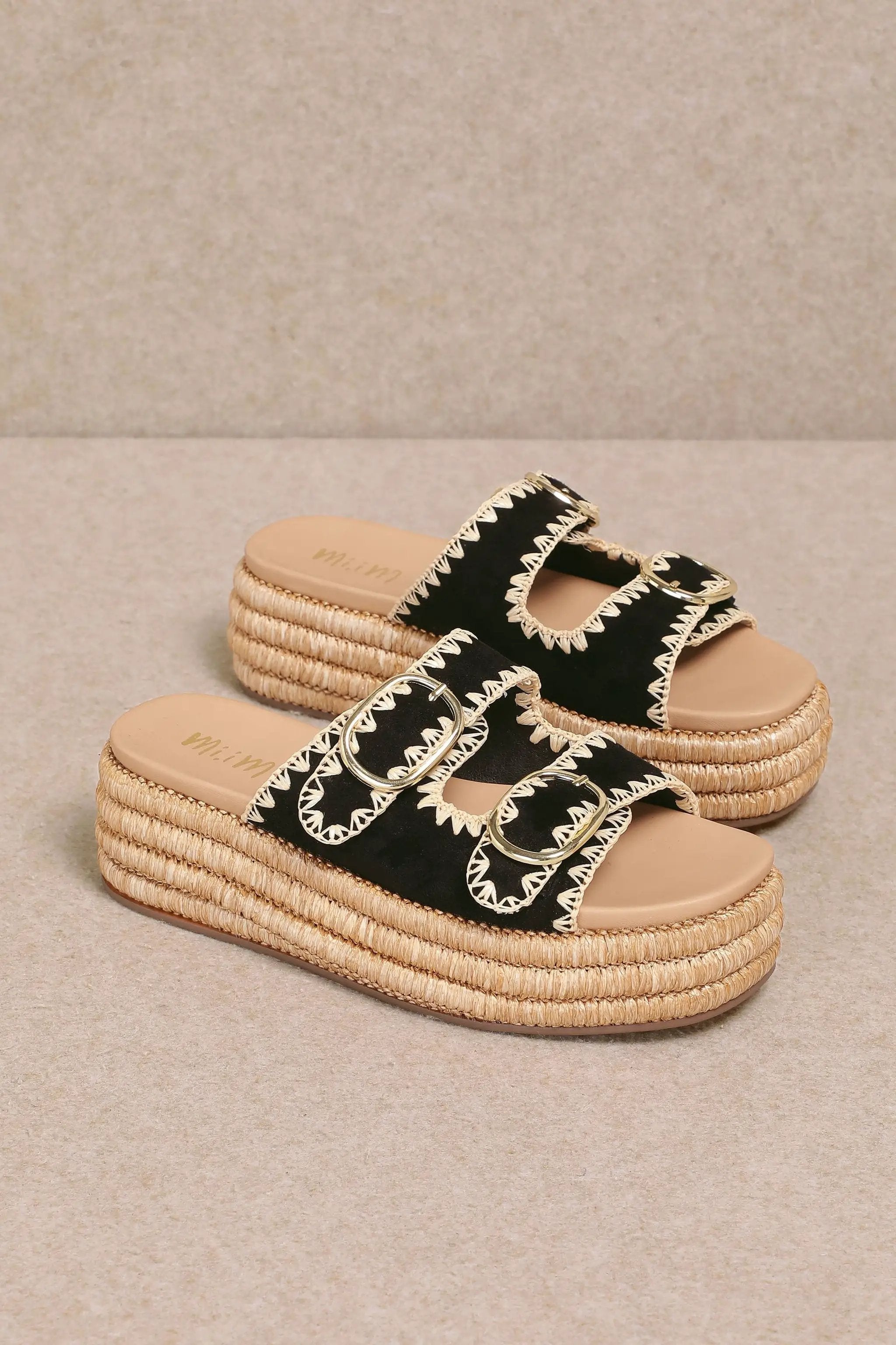 MiiM The HEIDI Platform Sandals: Black - Sandals