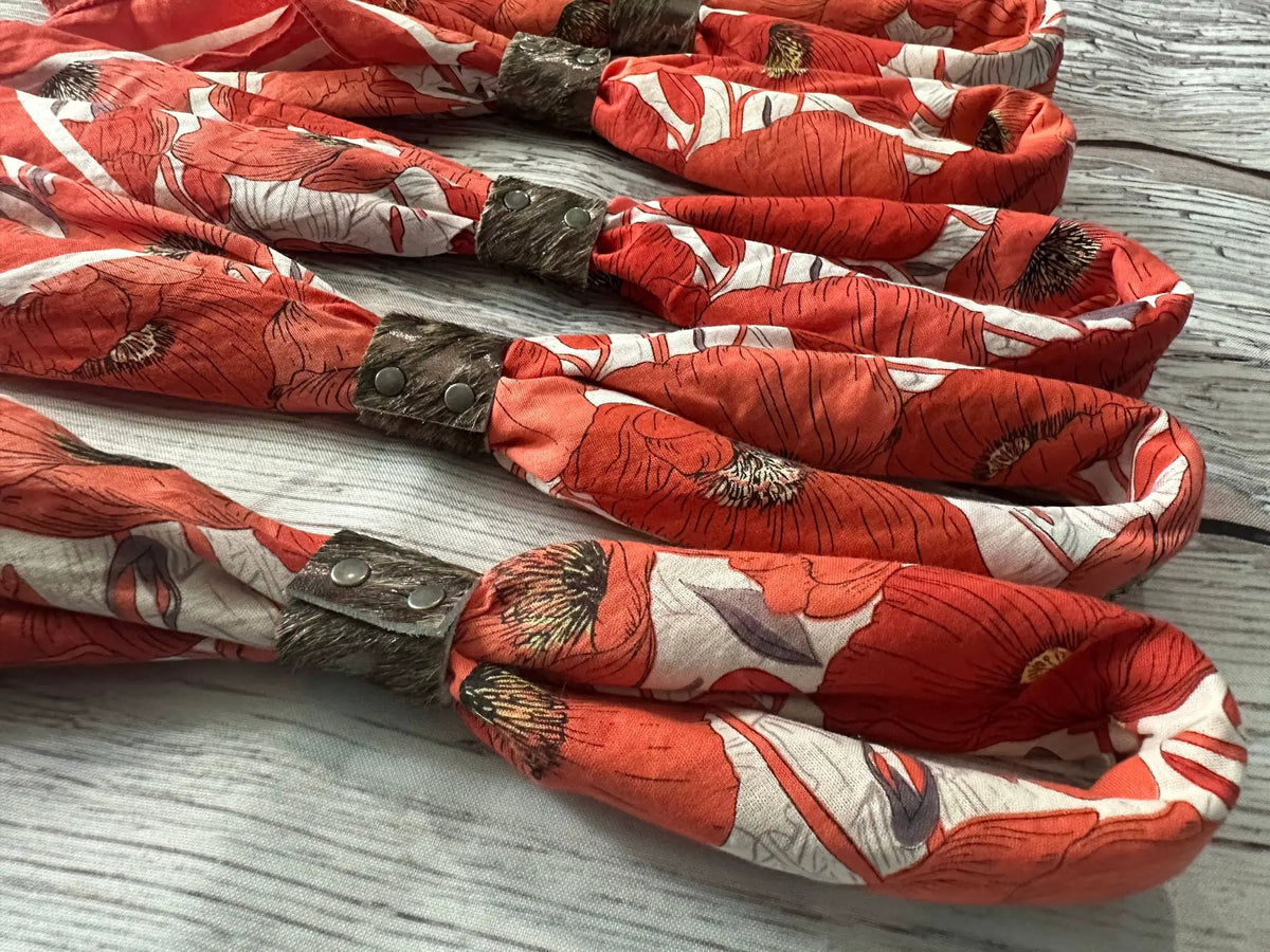 Boots Are My Roots Boots Are My Roots - Poppy Hand Dyed Bandanas with Leather Slides : Bandanas Only -