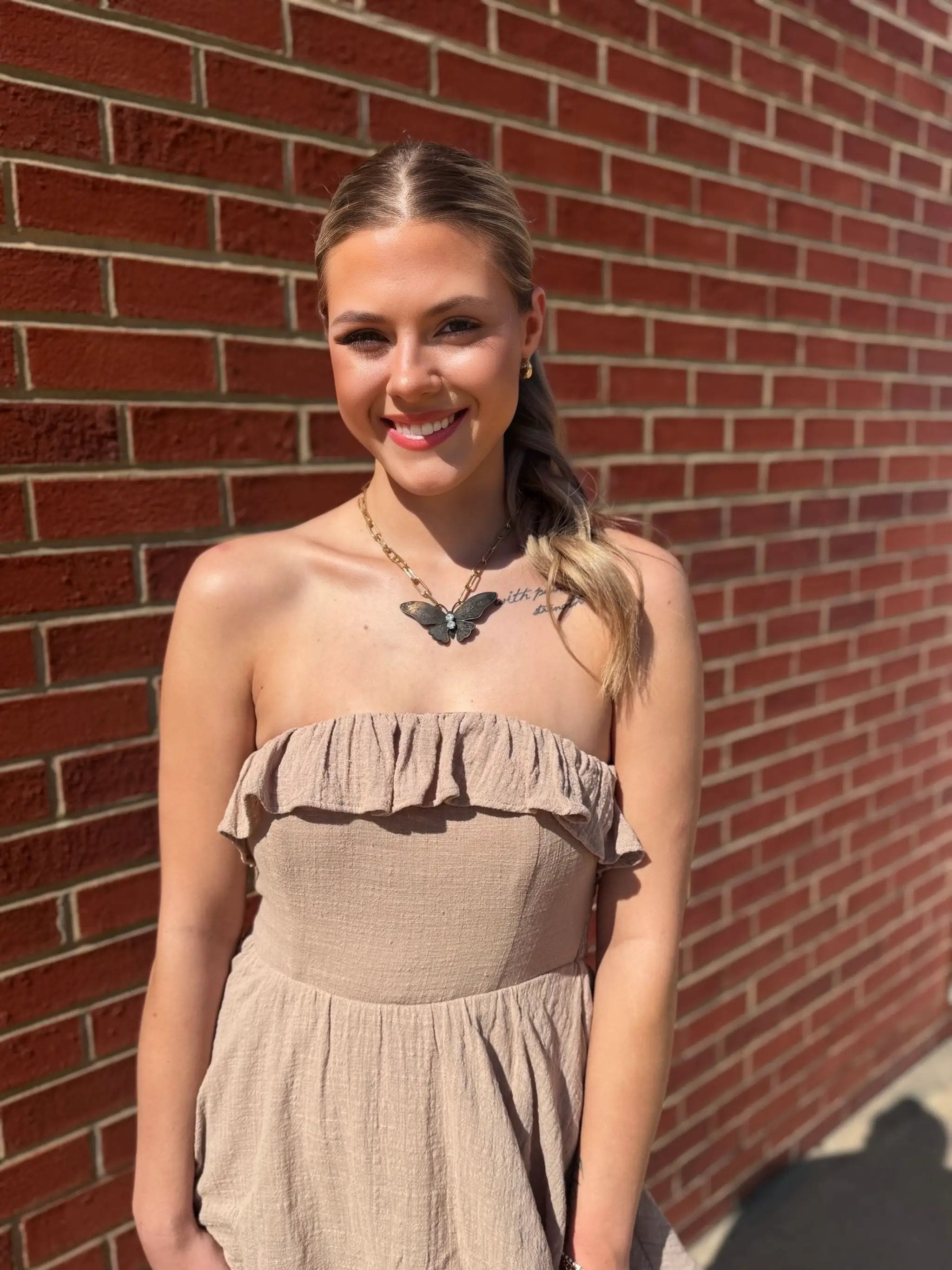 Promesa USA Sand Textured Cotton Strapless Tiered Ruffle Maxi Dress - Dresses Promesa USA Sand Textured Cotton Strapless Tiered Ruffle Maxi Dress