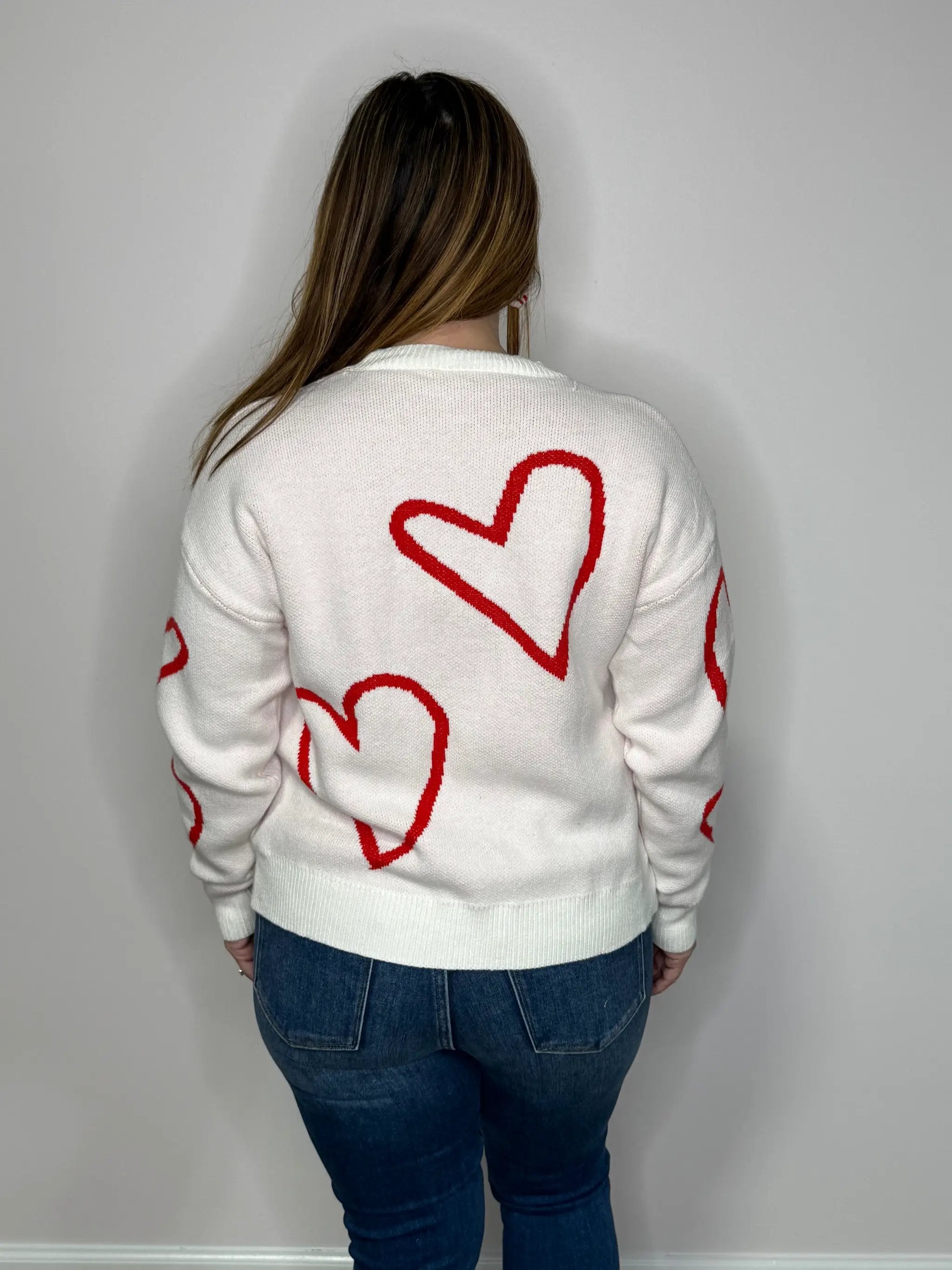 UNISHE Heart Valentine's Day Color Block Pullover Sweater - Sweaters