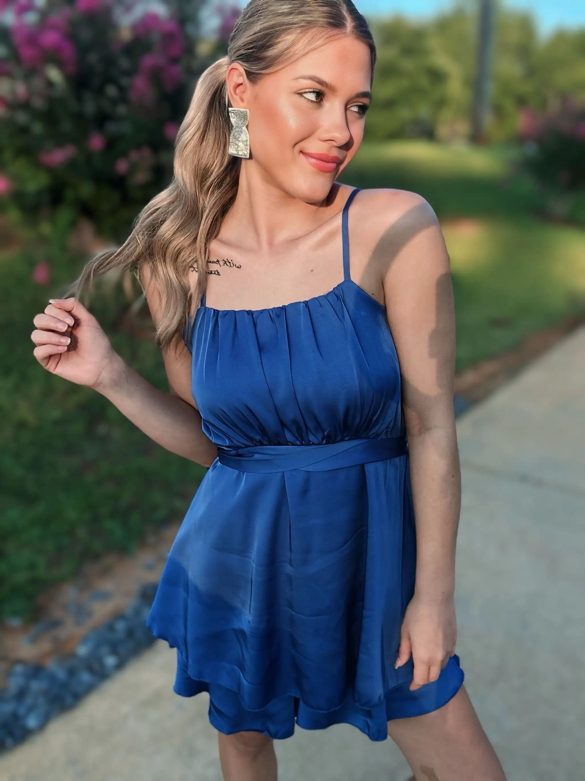 Supreme Fashion Draped in Dreams Romper - One-Pieces Draped in Dreams Romper - Blue