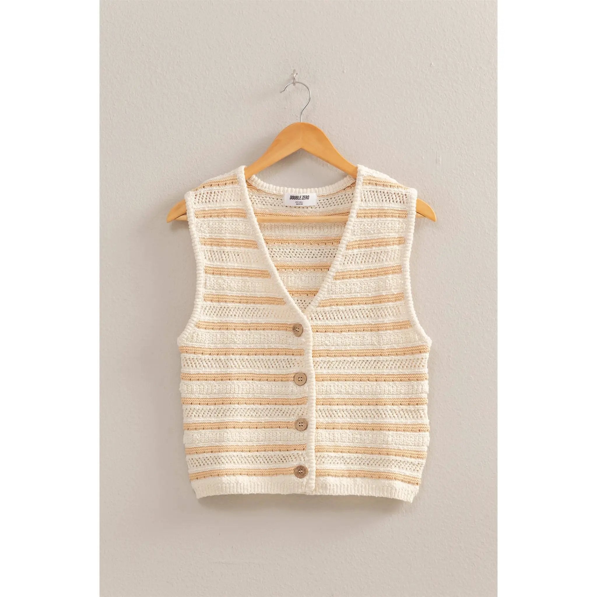 HYFVE HYFVE Striped Buttoned Sleeveless Vest - Tank Tops Sleeveless vest