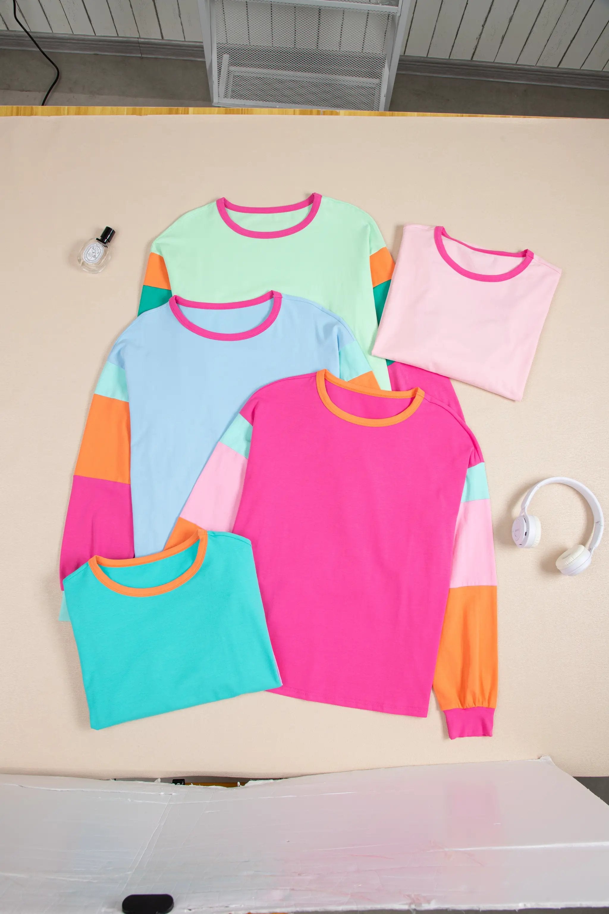 Grateful Threads Boutique Rose Red Colorblock Patchwork Long Sleeve Loose Top - Shirts Rose Red Colorblock Patchwork Long Sleeve Loose Top