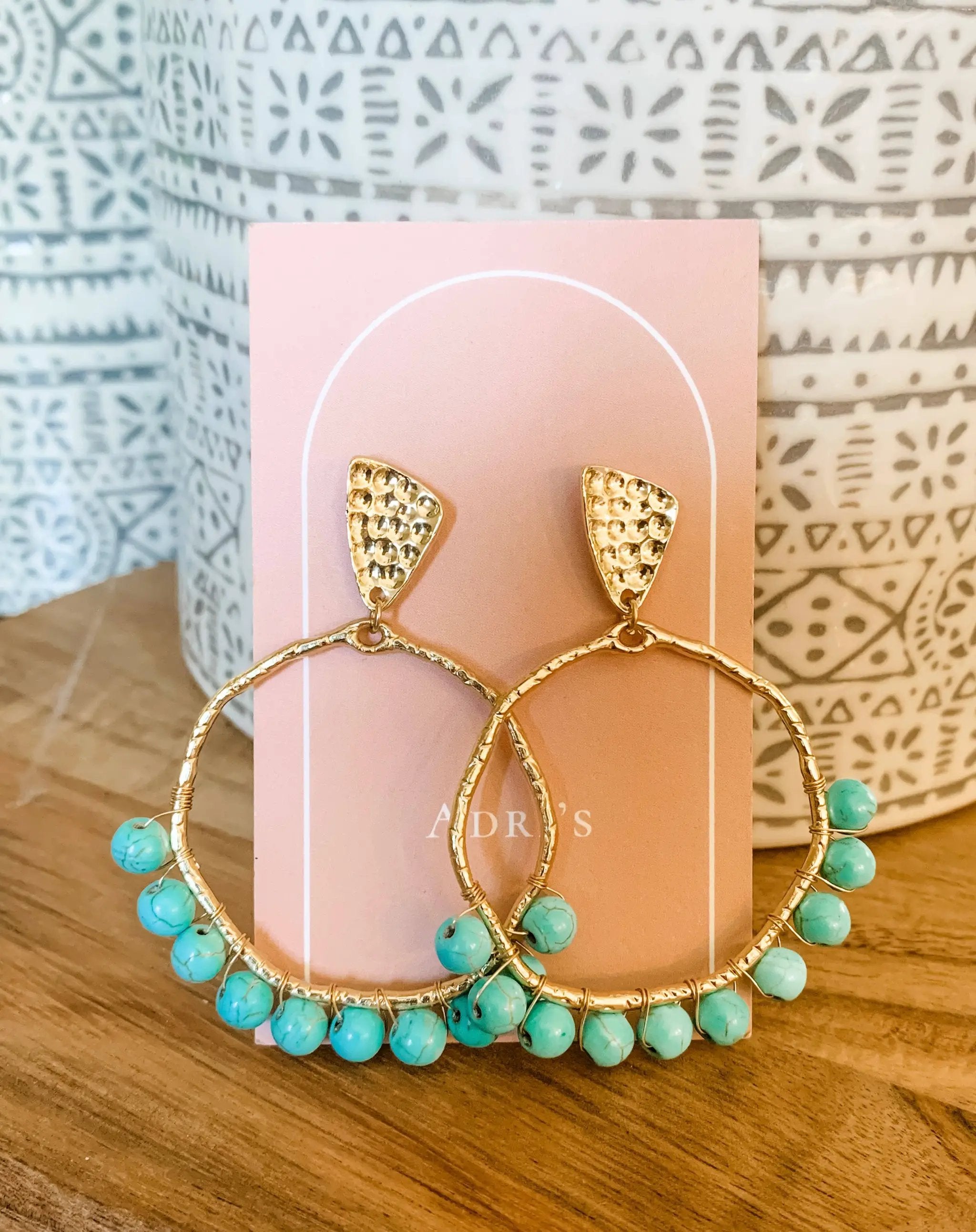 Adri’s The Turquoise Wrapped Beads Hoop Earrings - Earrings